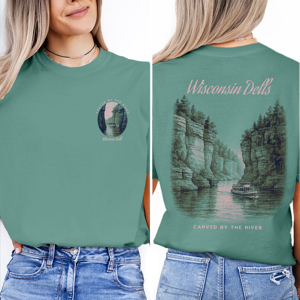 Wisconsin Dells T-Shirt Vintage River Canyon Tee | Wisconsin Travel Souvenir Shirt | Midwest Nature Graphic Carved by the River