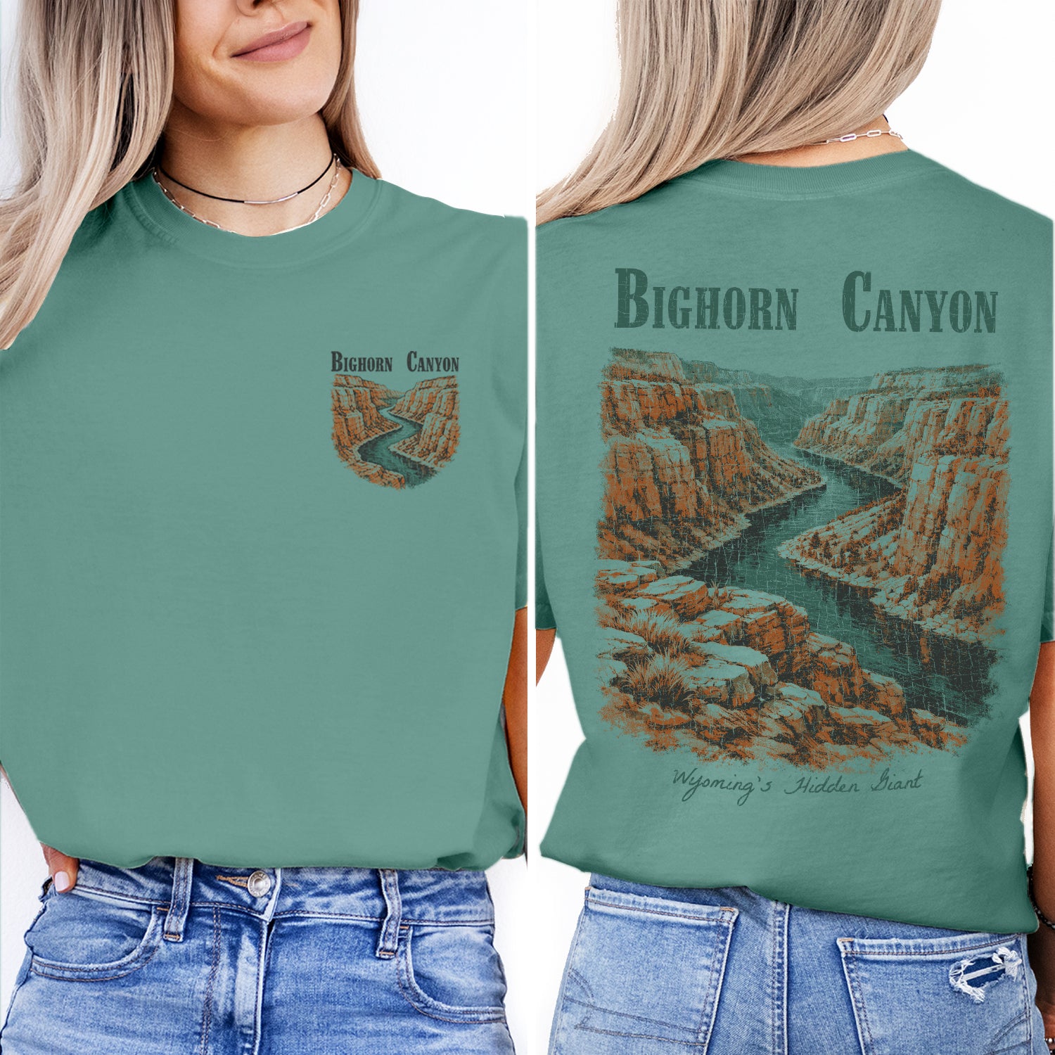 Bighorn Canyon Wyoming Shirt, Vintage Canyon River Tee, Nature Landscape Graphic, Travel Souvenir Hiking Outdoor T-Shirt