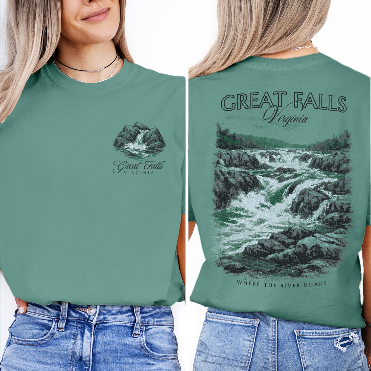Great Falls Virginia Waterfall T-Shirt, Scenic Nature Travel Tee, Virginia Souvenir Shirt, Hiking Adventure Graphic Tee