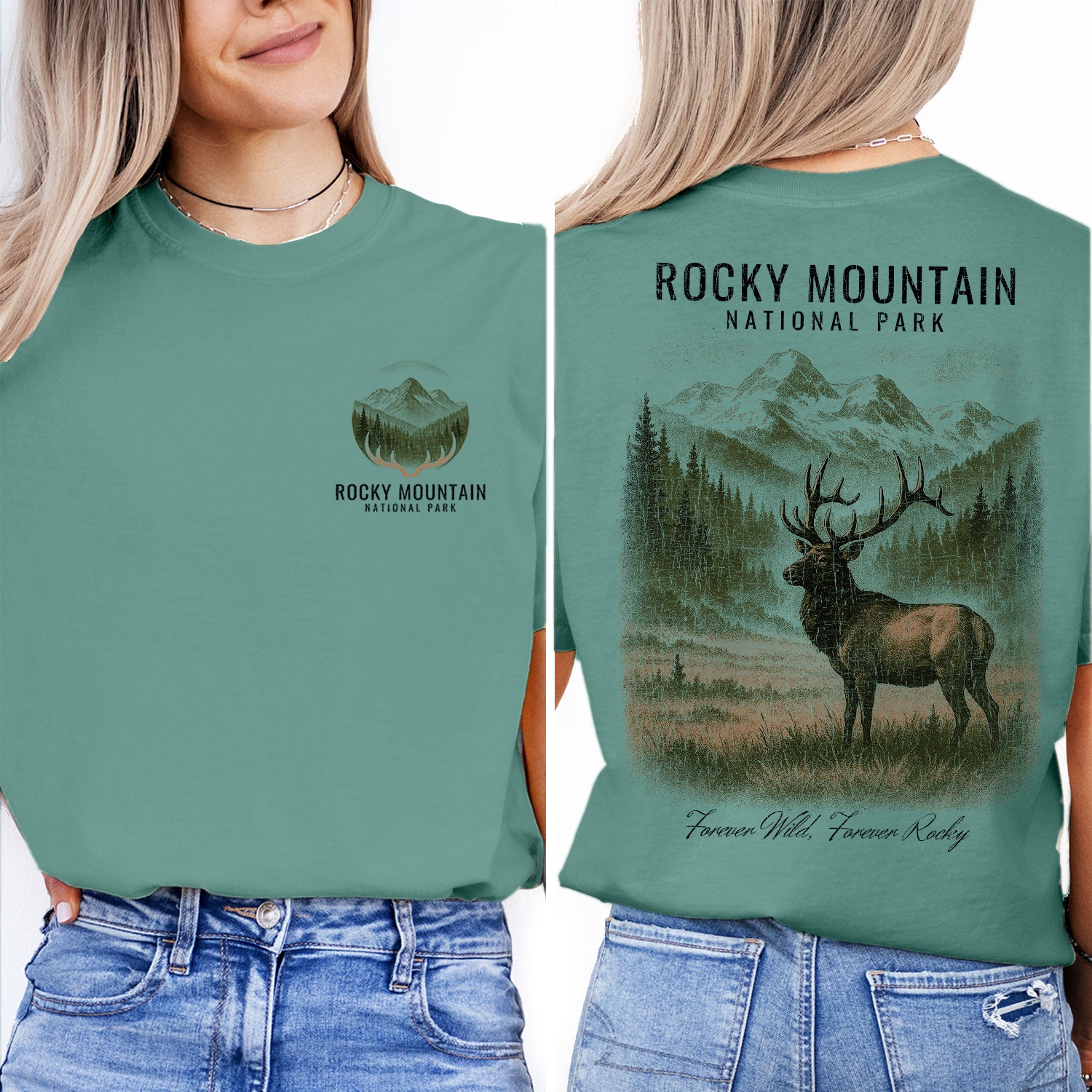 Rocky Mountain National Park T-Shirt Elk Wildlife Tee | Colorado Hiking Souvenir Shirt | Vintage Nature Graphic