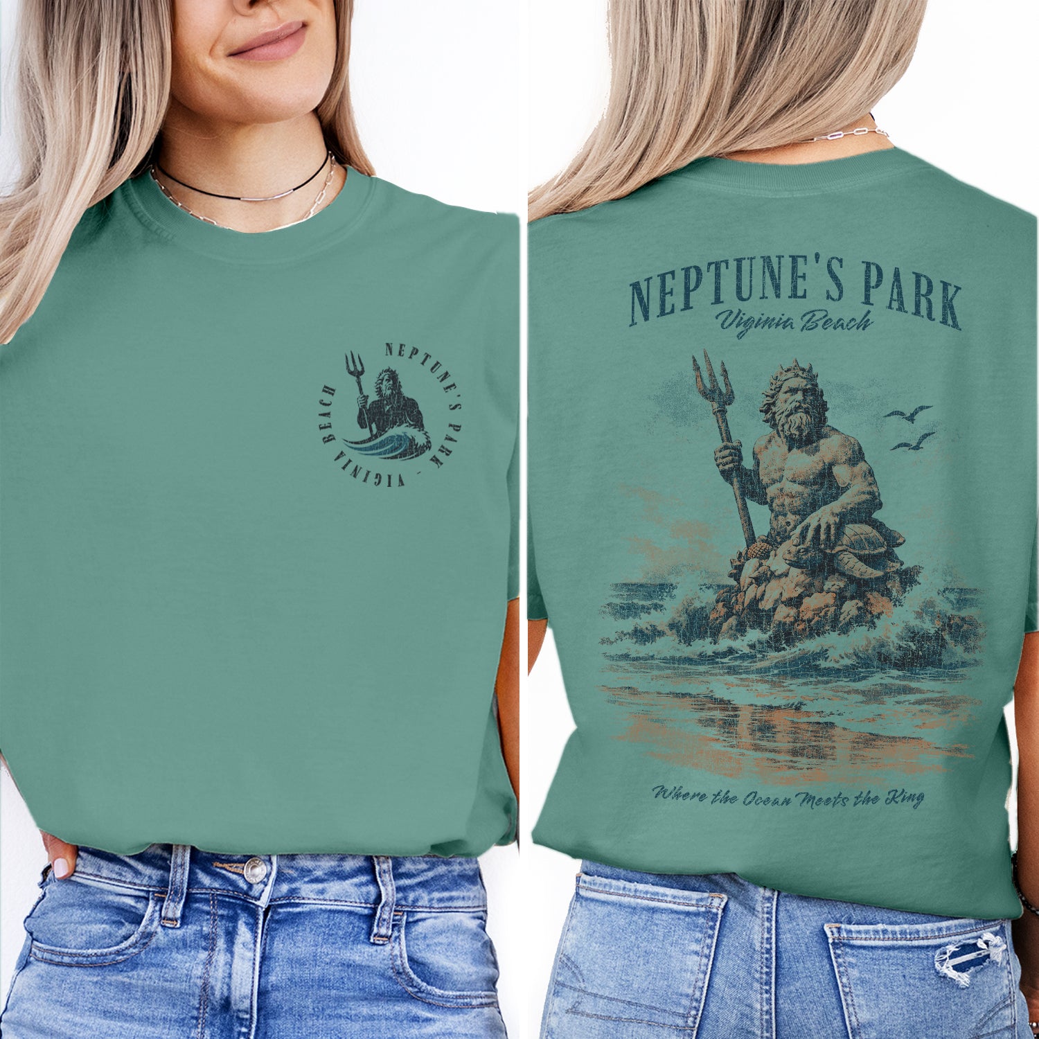 Neptune's Park Virginia Beach Shirt, King Neptune Statue Tee, Coastal Graphic T-Shirt, Nautical Beach Tee, Virginia Beach Gift