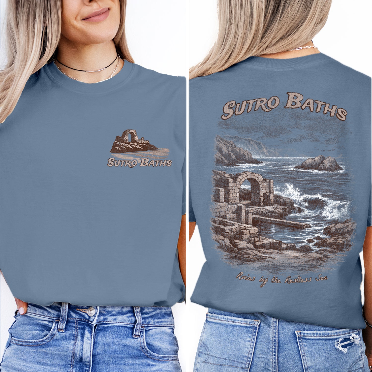 Sutro Baths Shirt San Francisco, Coastal Ruins Tee, Ocean Cliff T-Shirt, Vintage California Travel Graphic, Historic Beach Tee
