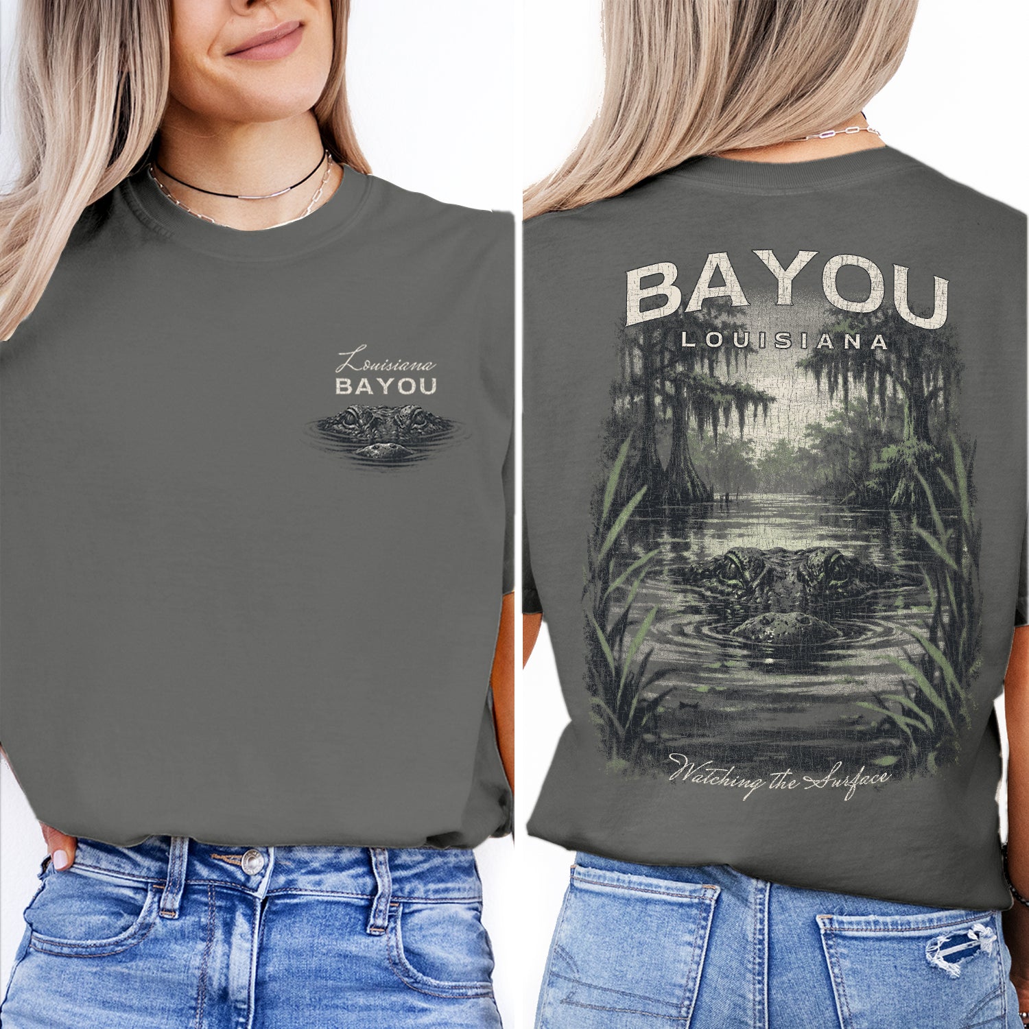 Louisiana Bayou Alligator Shirt, Swamp Nature Graphic Tee, Cajun Travel Souvenir T-Shirt, Bayou Gator Vintage Shirt