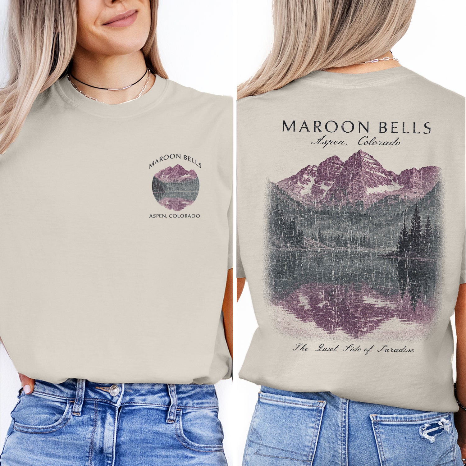 Maroon Bells Aspen Colorado T-Shirt Vintage Mountain Lake Tee | Colorado Travel Souvenir Shirt | Scenic Nature Graphic