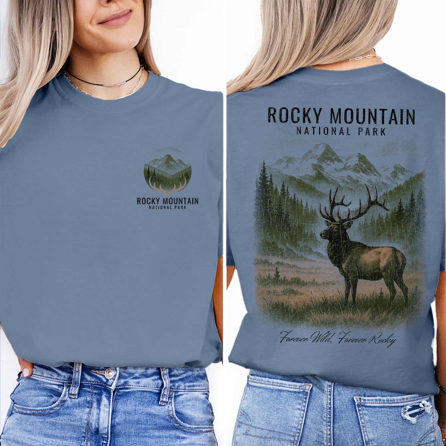 Rocky Mountain National Park T-Shirt Elk Wildlife Tee | Colorado Hiking Souvenir Shirt | Vintage Nature Graphic