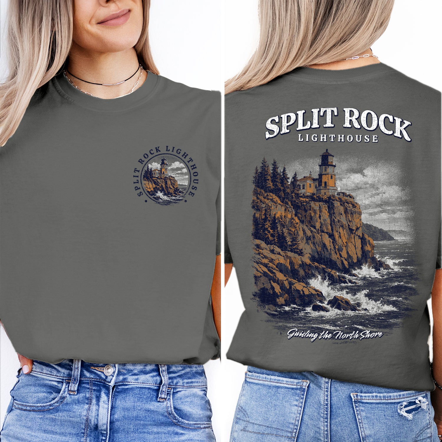 Split Rock Lighthouse Minnesota T-Shirt, North Shore Lake Superior Tee, Coastal Cliff Lighthouse Shirt, Vintage Travel Graphic