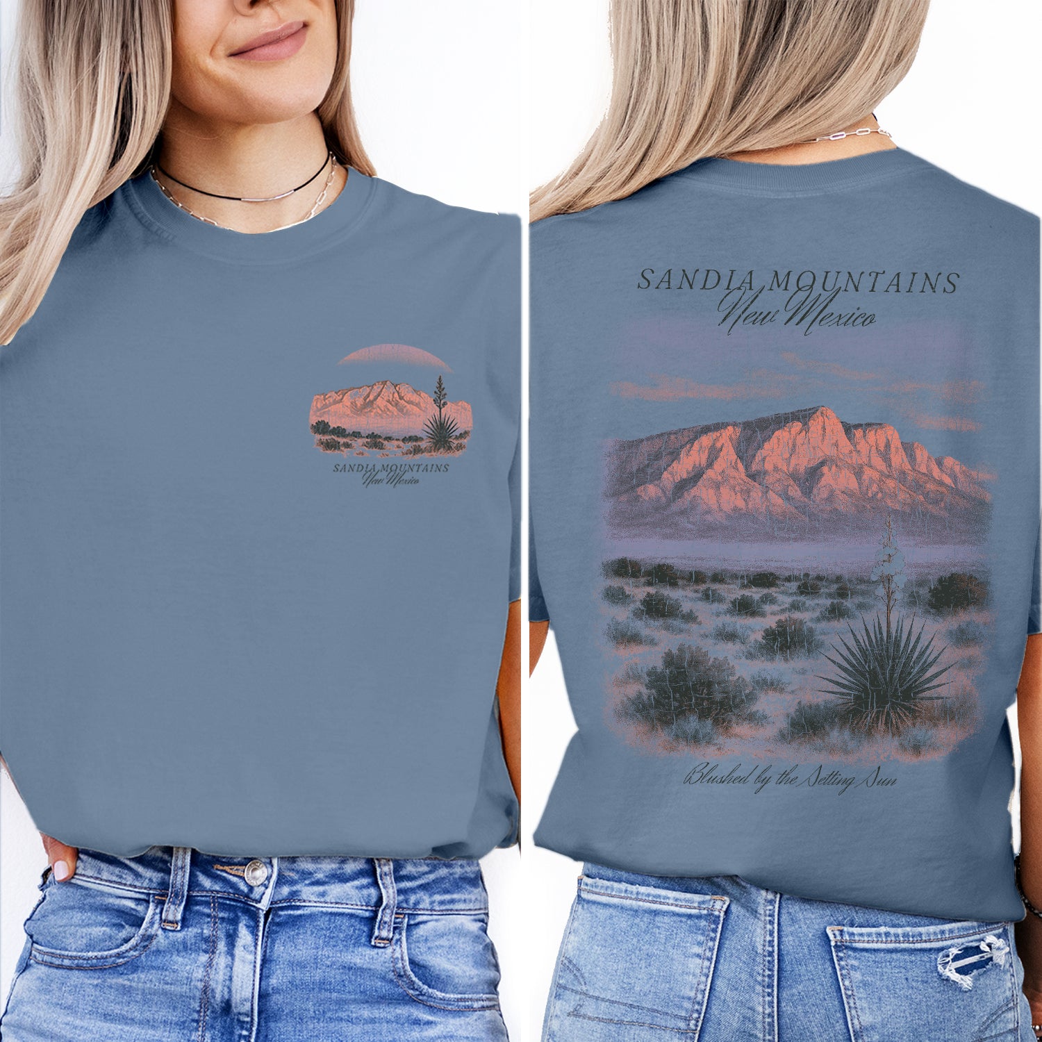 Sandia Mountains New Mexico T-Shirt Vintage Desert Sunset Tee | Albuquerque Travel Souvenir Shirt | Southwest Nature Graphic