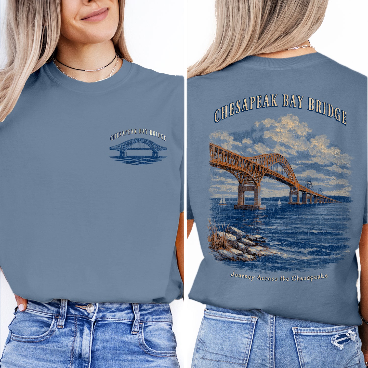 Chesapeake Bay Bridge Shirt, Maryland Coastal Tee, Bridge Graphic T-Shirt, Vintage Travel Tee, Chesapeake Bay Gift