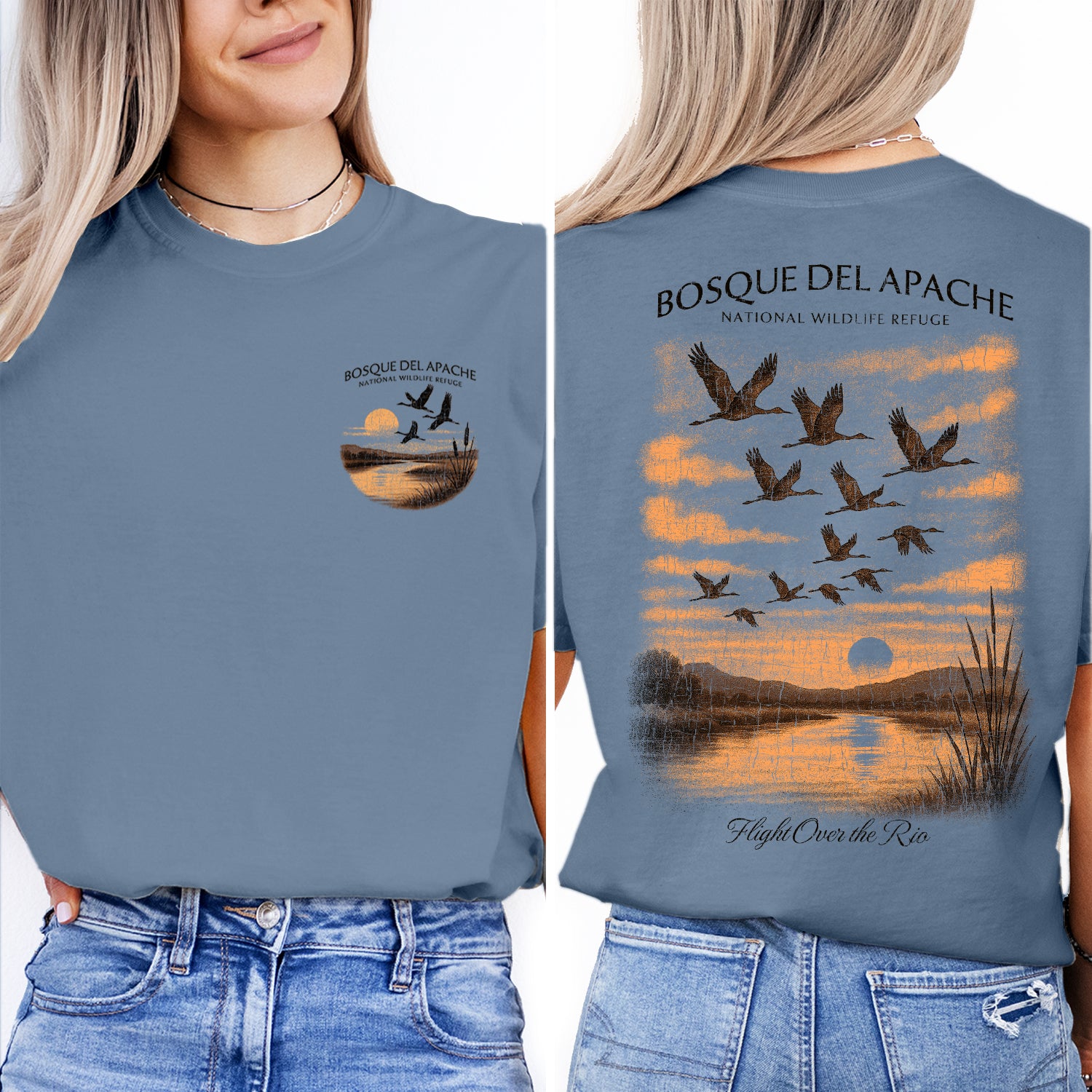Bosque del Apache T-Shirt Vintage Wildlife Refuge Tee | New Mexico Bird Migration Shirt | Nature Travel Souvenir Graphic