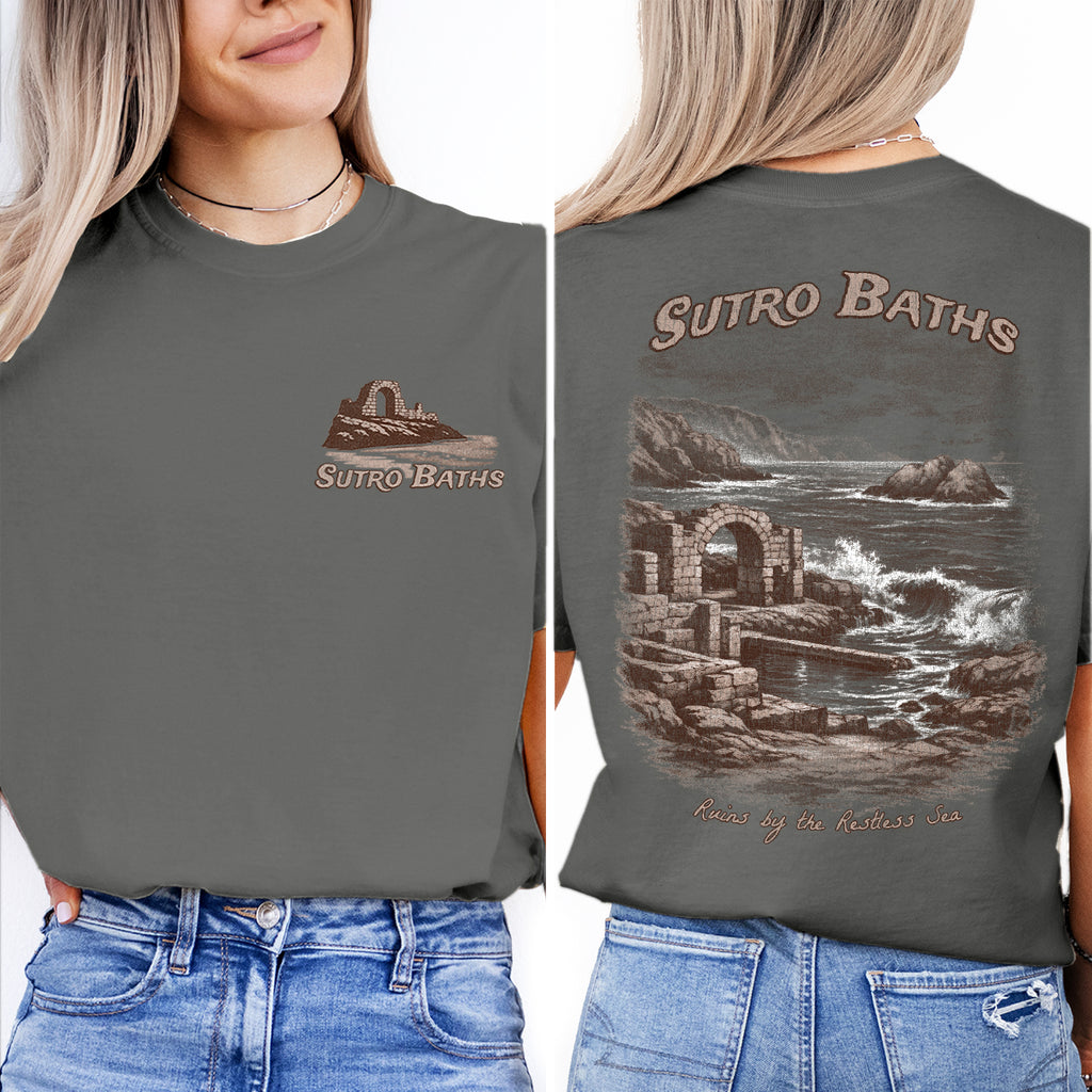 Sutro Baths Shirt San Francisco, Coastal Ruins Tee, Ocean Cliff T-Shirt, Vintage California Travel Graphic, Historic Beach Tee