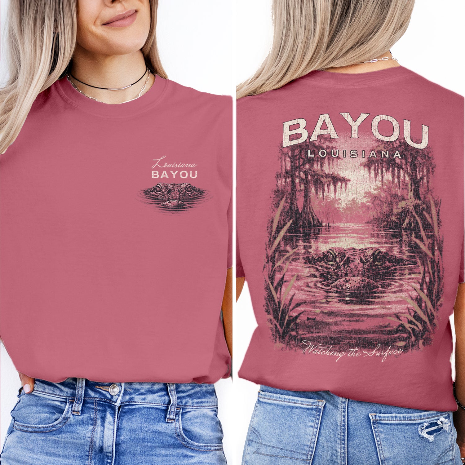 Louisiana Bayou Alligator Shirt, Swamp Nature Graphic Tee, Cajun Travel Souvenir T-Shirt, Bayou Gator Vintage Shirt