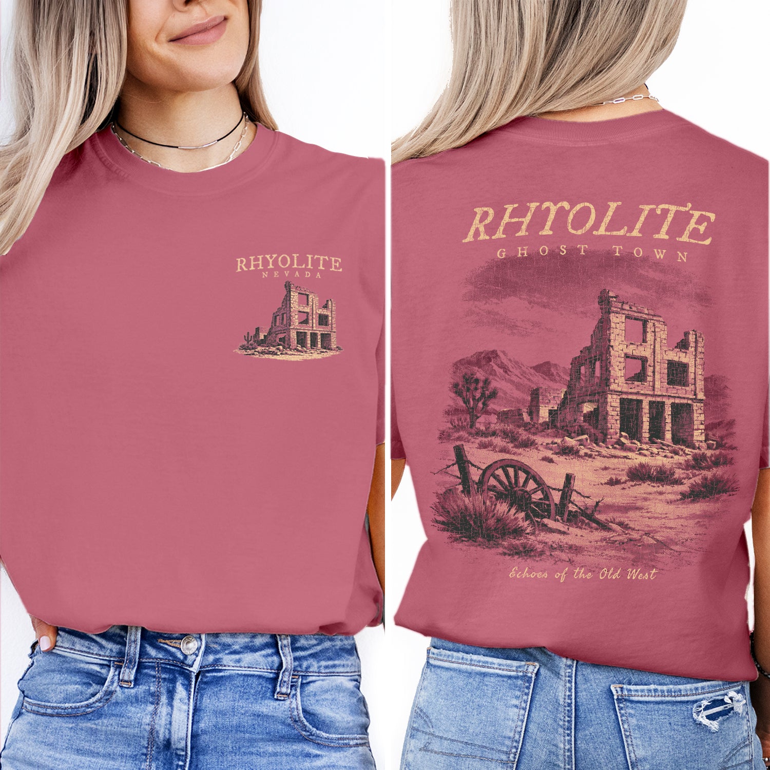 Rhyolite Nevada Ghost Town T-Shirt, Vintage Old West Desert Shirt, Rhyolite Ruins Graphic Tee, Nevada Travel Souvenir Tee