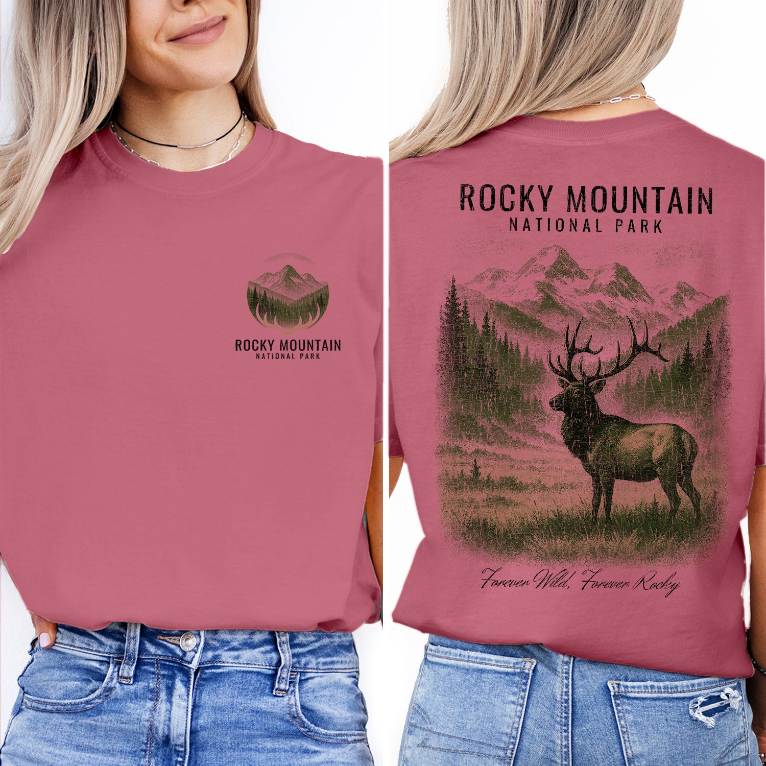 Rocky Mountain National Park T-Shirt Elk Wildlife Tee | Colorado Hiking Souvenir Shirt | Vintage Nature Graphic