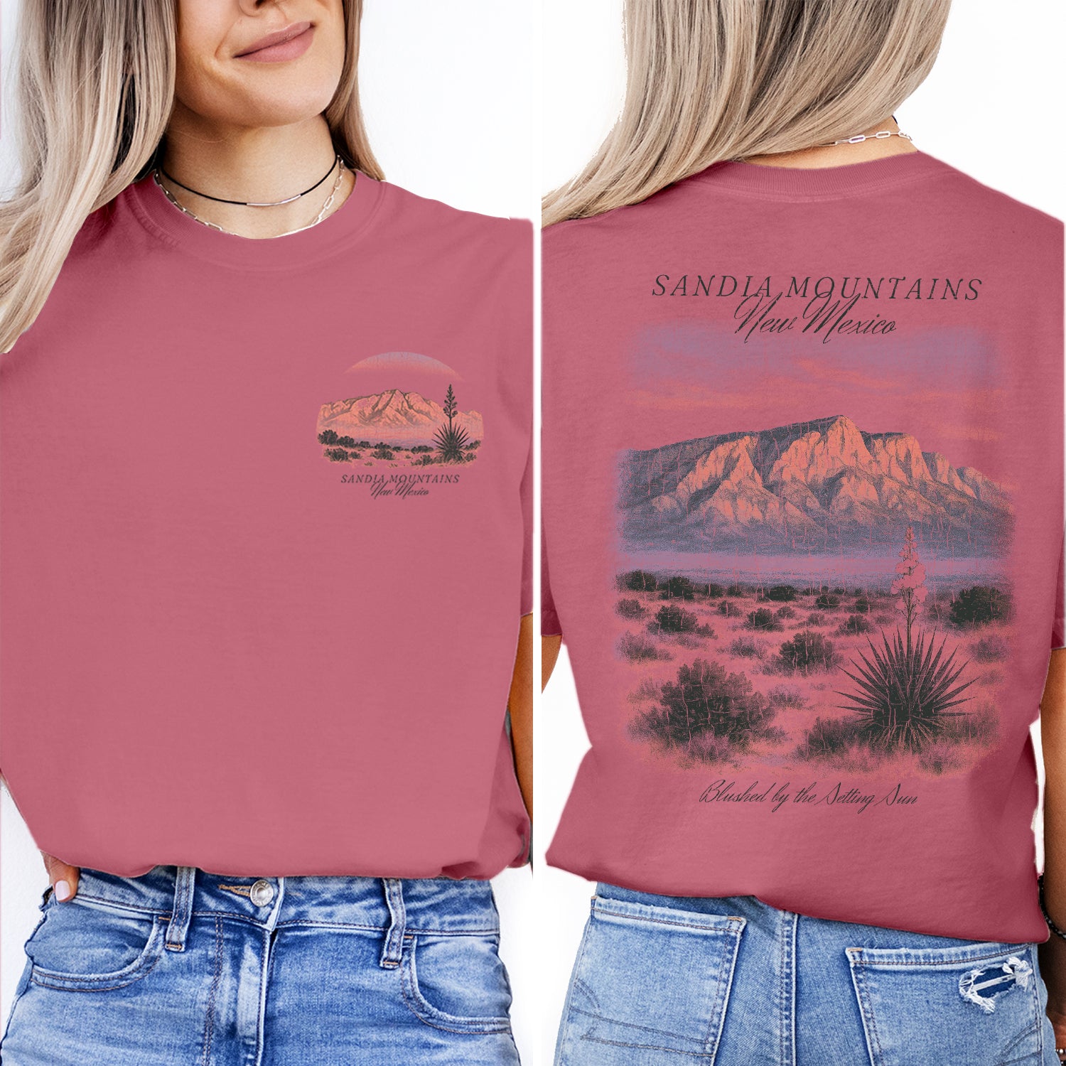 Sandia Mountains New Mexico T-Shirt Vintage Desert Sunset Tee | Albuquerque Travel Souvenir Shirt | Southwest Nature Graphic