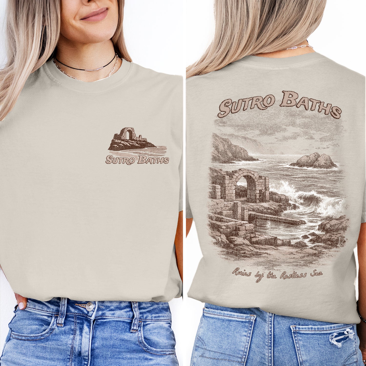 Sutro Baths Shirt San Francisco, Coastal Ruins Tee, Ocean Cliff T-Shirt, Vintage California Travel Graphic, Historic Beach Tee