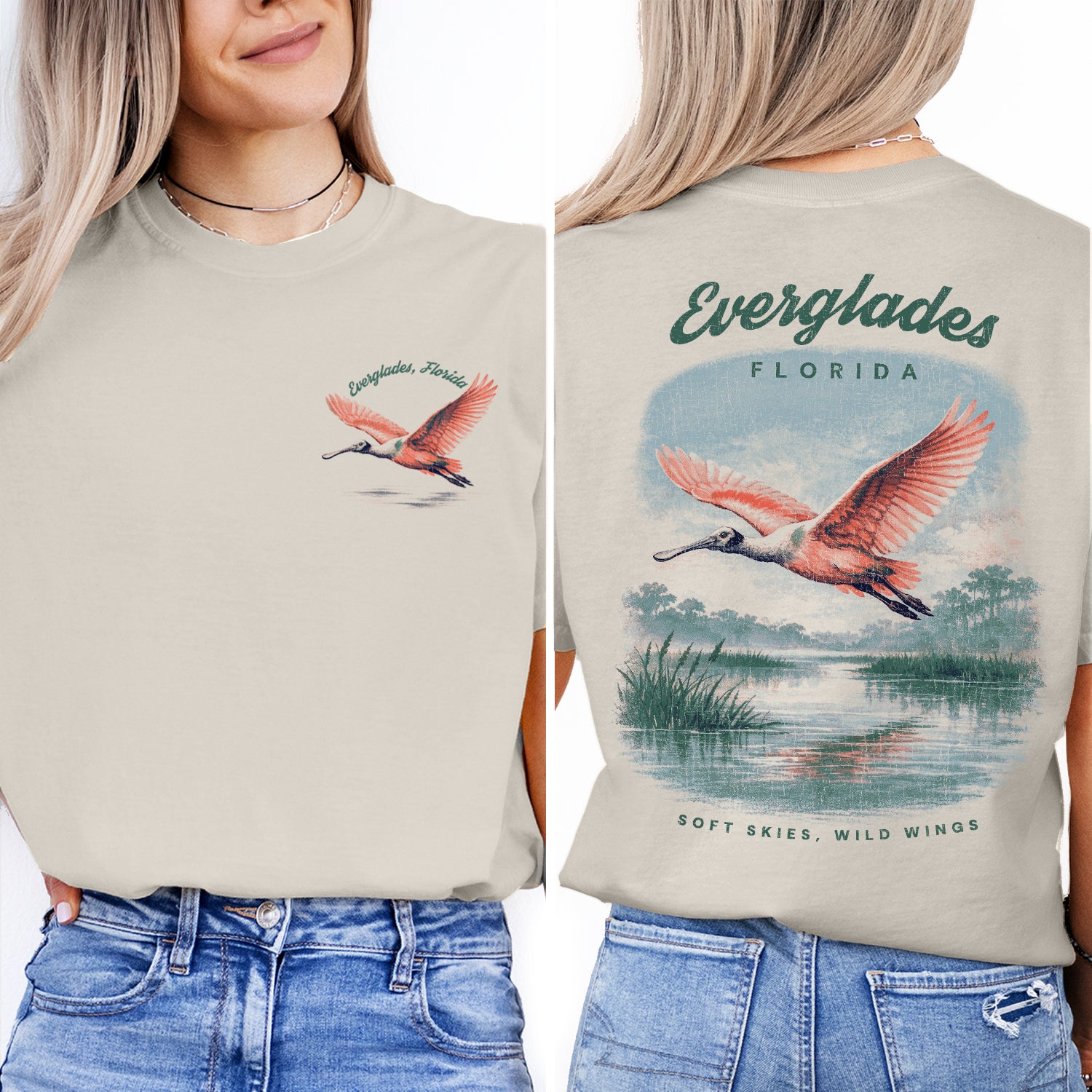 Everglades Florida T-Shirt Vintage Wildlife Bird Tee | Florida Travel Souvenir Shirt | National Park Nature Gift