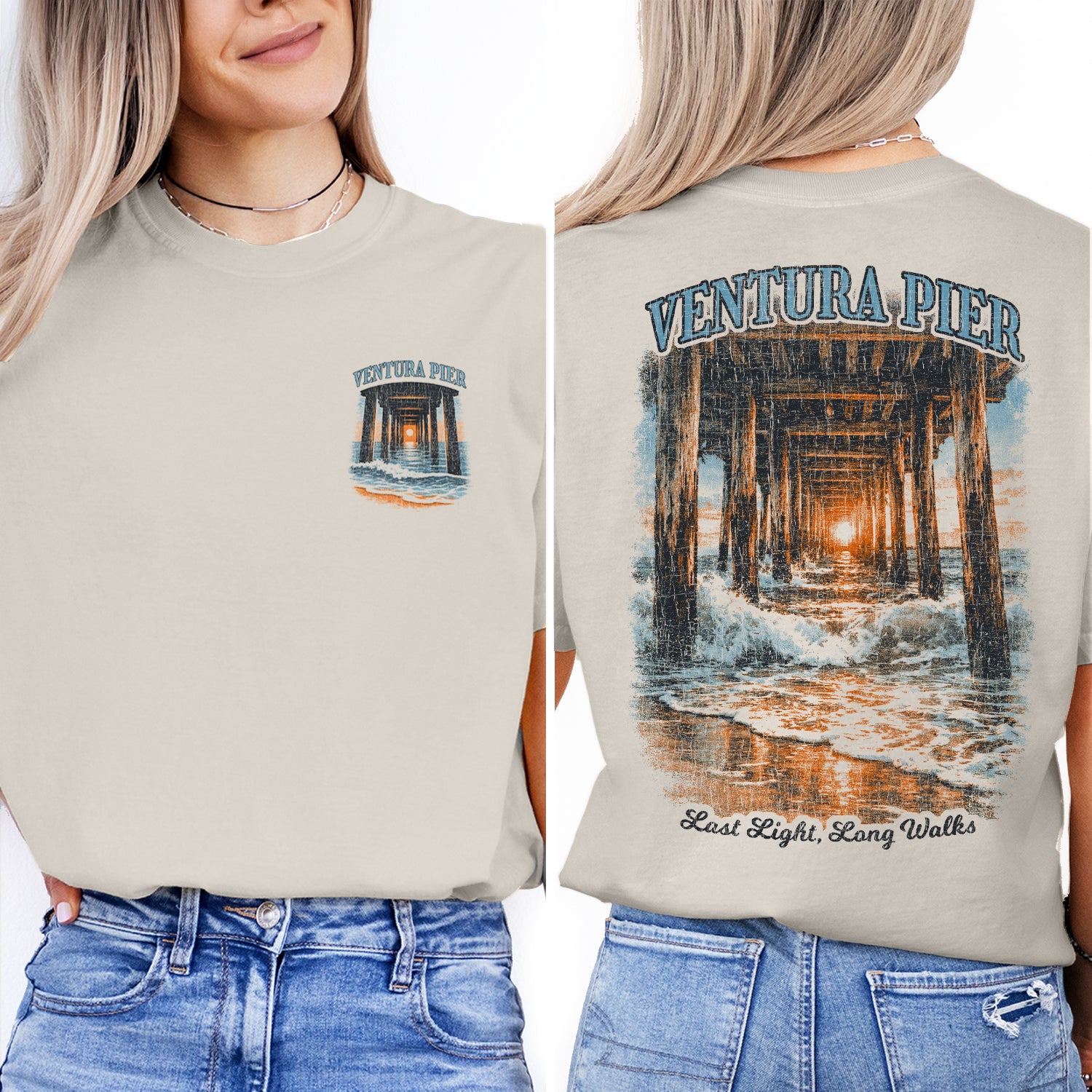 Ventura Pier Shirt California, Beach Sunset Tee, Coastal Ocean T-Shirt, Vintage Travel Graphic, Pier Waves Scenic Tee