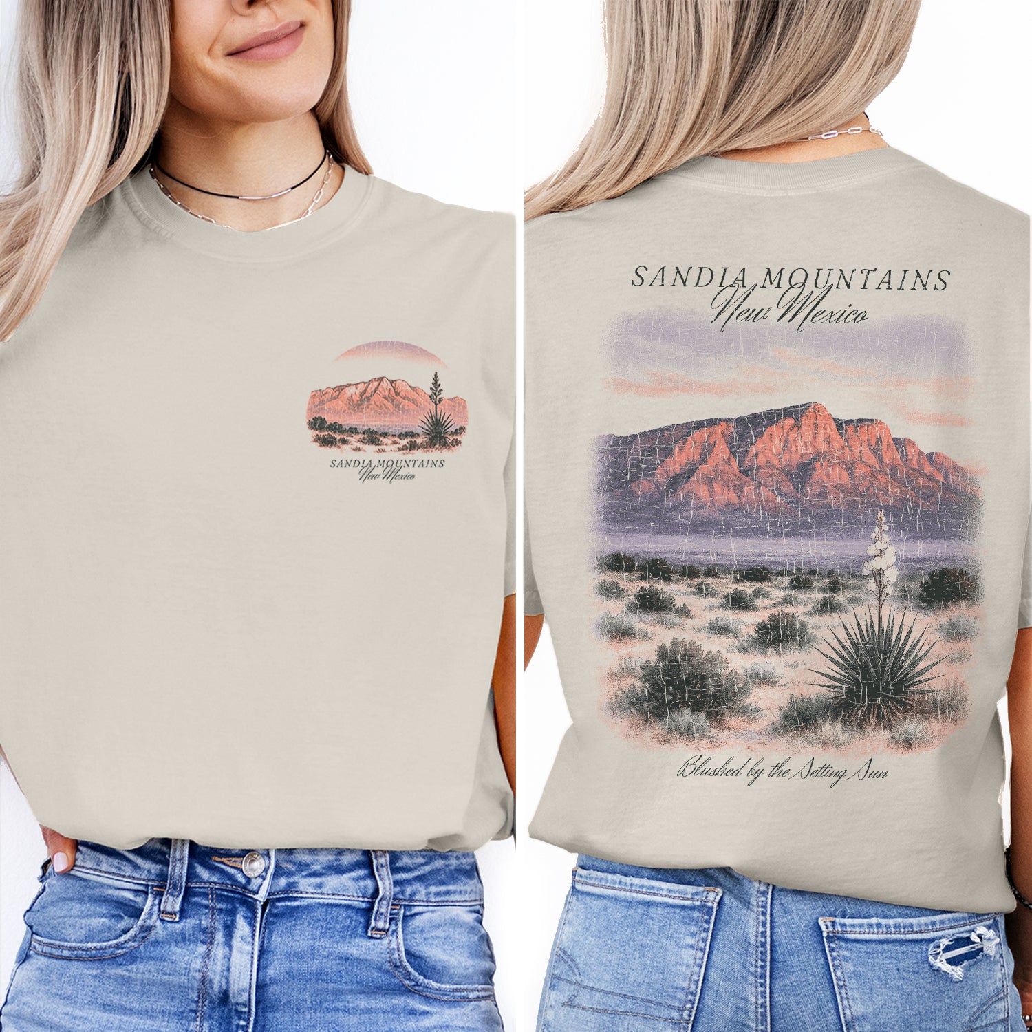 Sandia Mountains New Mexico T-Shirt Vintage Desert Sunset Tee | Albuquerque Travel Souvenir Shirt | Southwest Nature Graphic