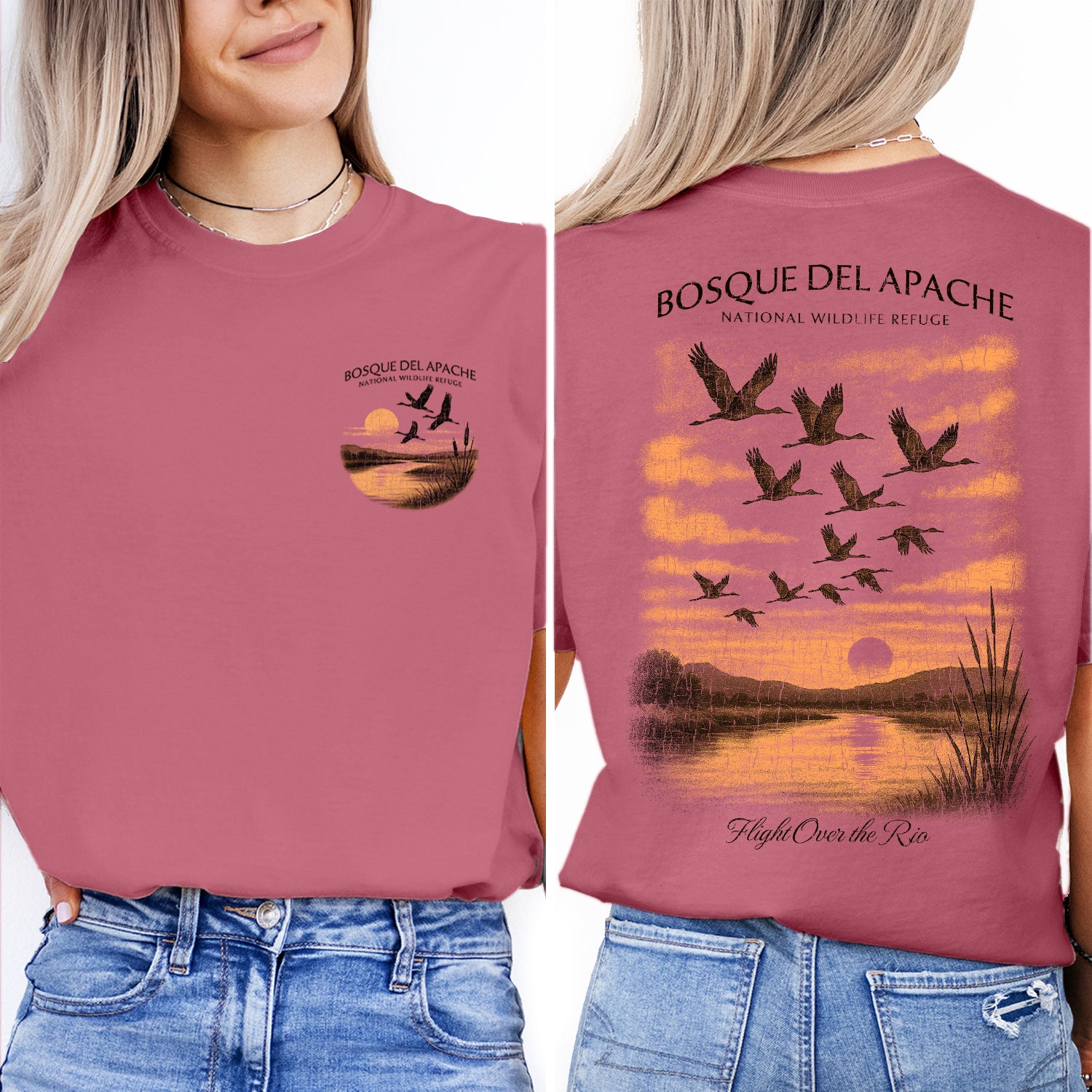 Bosque del Apache T-Shirt Vintage Wildlife Refuge Tee | New Mexico Bird Migration Shirt | Nature Travel Souvenir Graphic