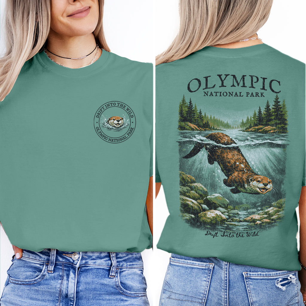 Olympic National Park Otter Shirt, Washington Nature Tee, Vintage Wildlife Graphic T-Shirt, Drift Into the Wild