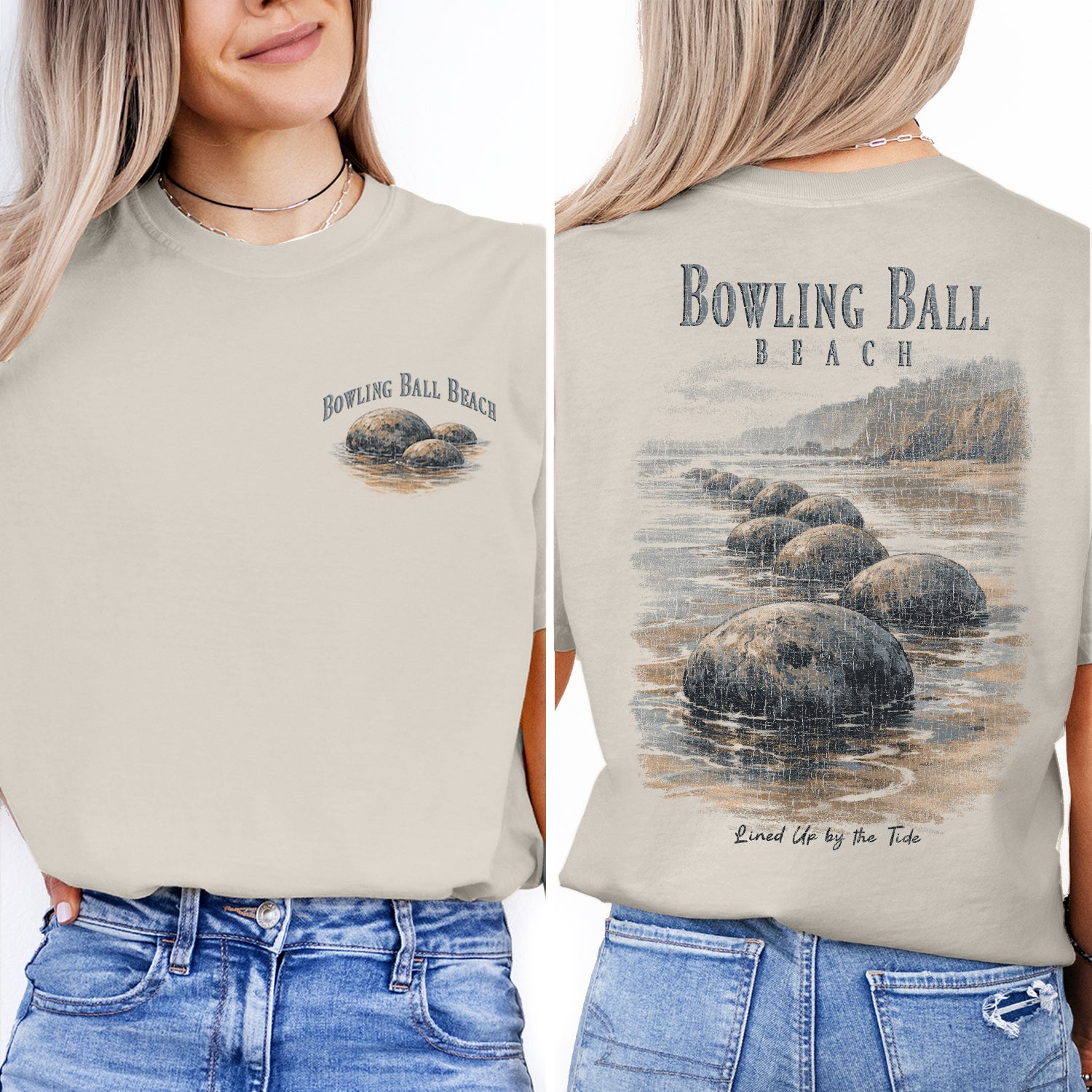 Bowling Ball Beach Shirt, California Coast Tee, Unique Rock Formation T-Shirt, Coastal Travel Graphic Tee, Beach Lover Gift