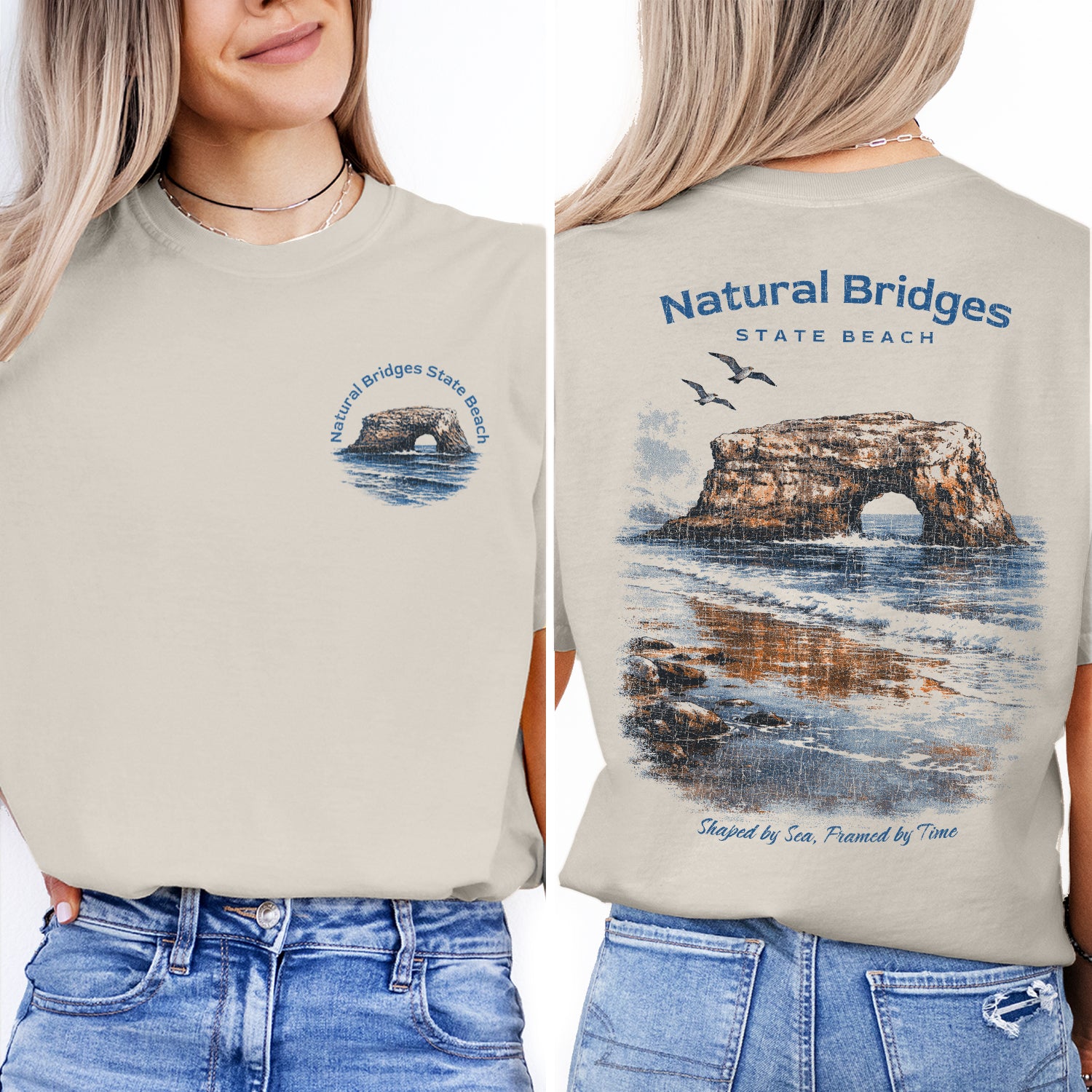 Natural Bridges State Beach Shirt, California Coastal Tee, Ocean Arch Rock T-Shirt, Vintage Beach Graphic Tee, Santa Cruz Gift