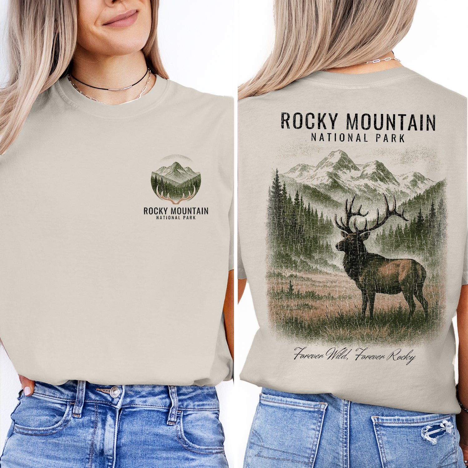 Rocky Mountain National Park T-Shirt Elk Wildlife Tee | Colorado Hiking Souvenir Shirt | Vintage Nature Graphic