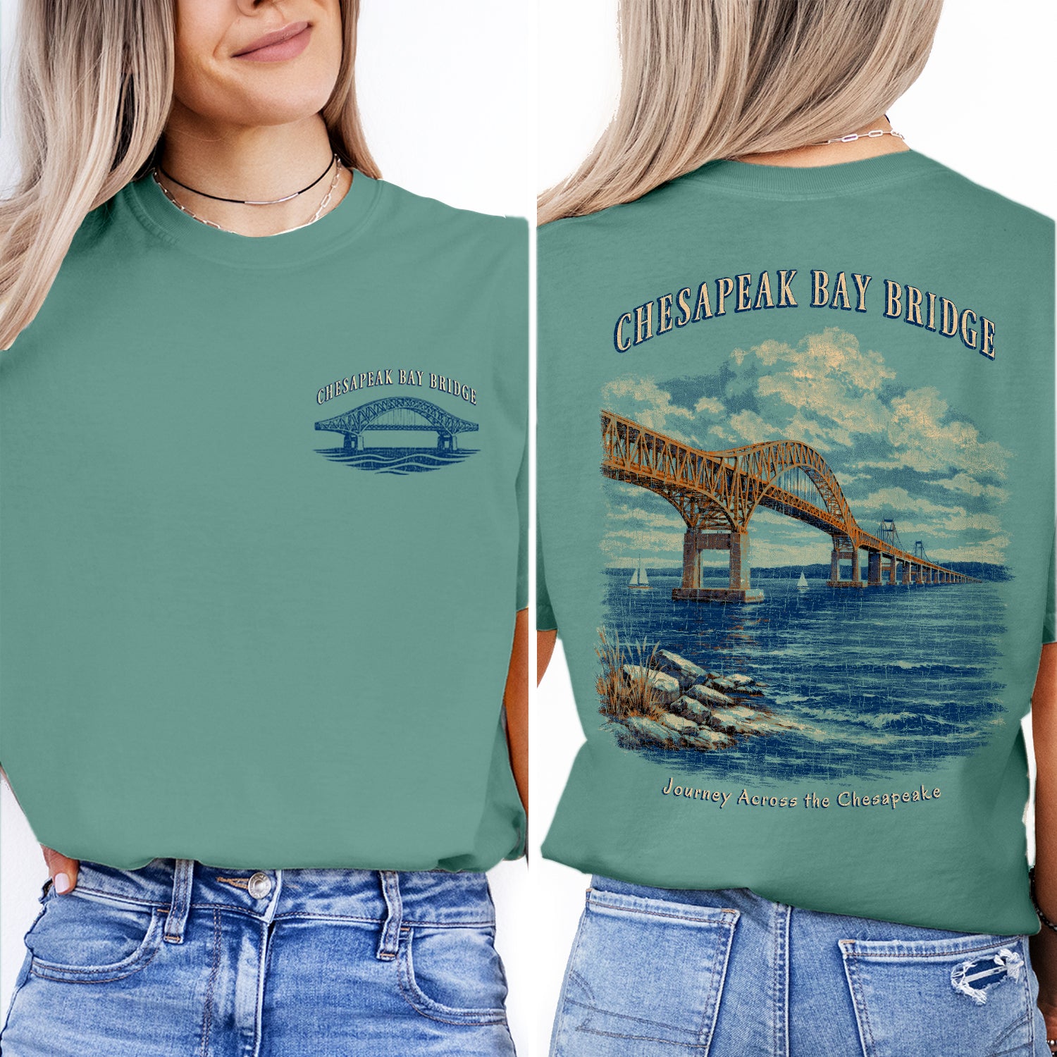 Chesapeake Bay Bridge Shirt, Maryland Coastal Tee, Bridge Graphic T-Shirt, Vintage Travel Tee, Chesapeake Bay Gift