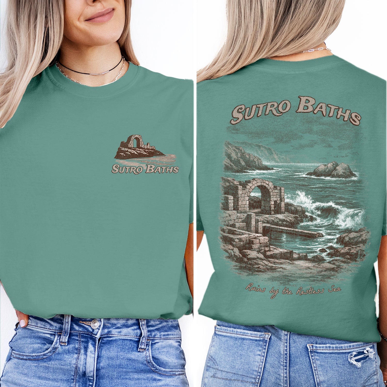 Sutro Baths Shirt San Francisco, Coastal Ruins Tee, Ocean Cliff T-Shirt, Vintage California Travel Graphic, Historic Beach Tee