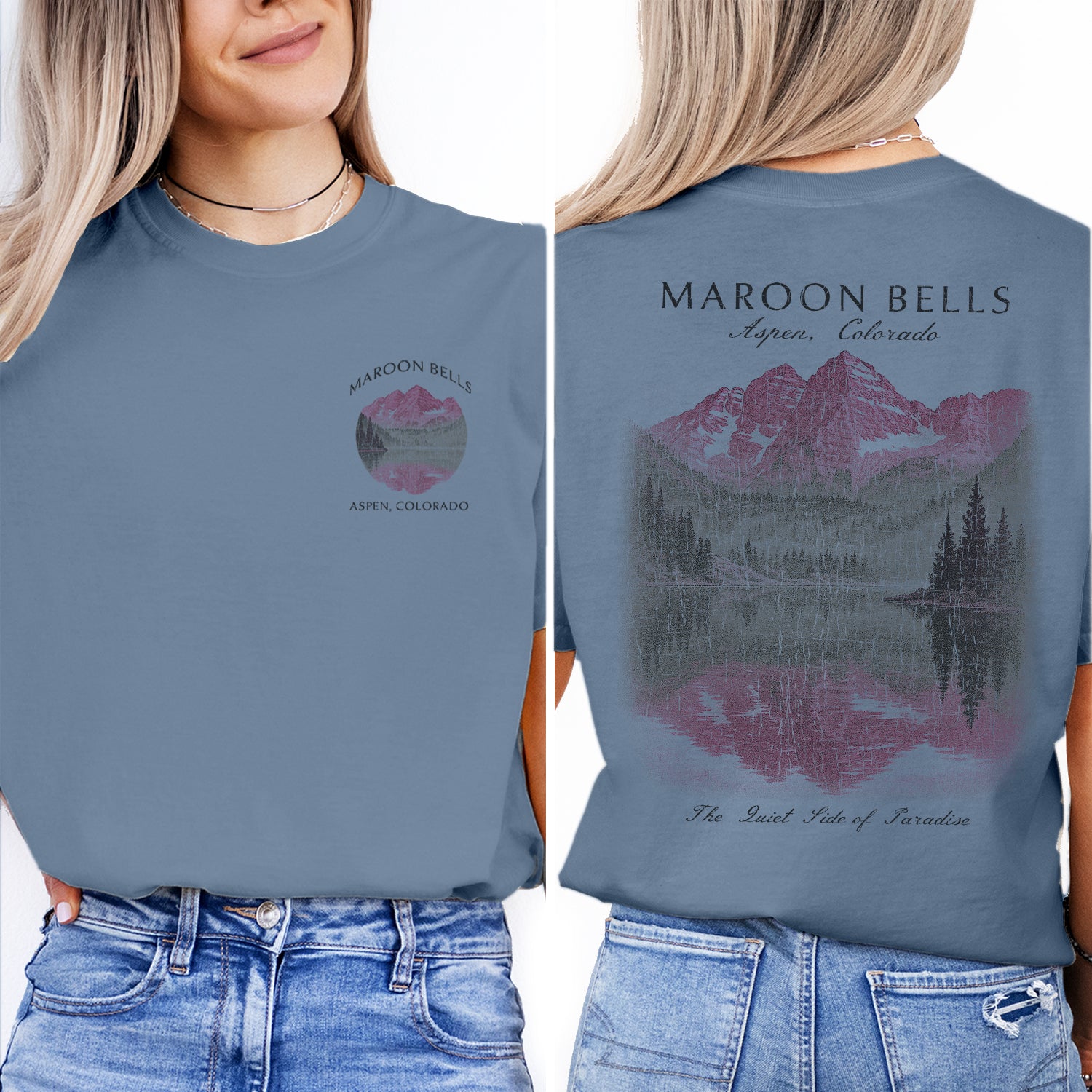 Maroon Bells Aspen Colorado T-Shirt Vintage Mountain Lake Tee | Colorado Travel Souvenir Shirt | Scenic Nature Graphic
