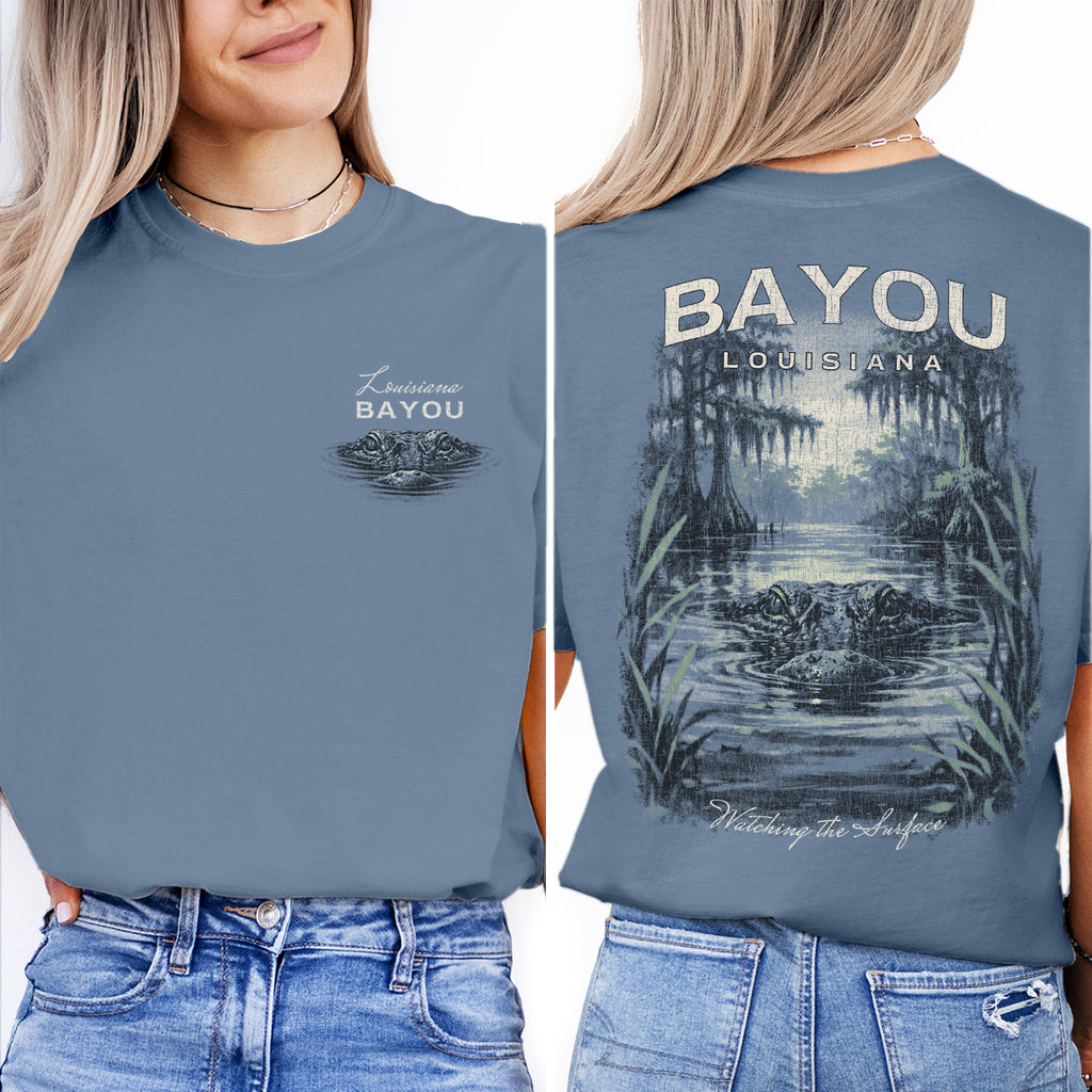 Louisiana Bayou Alligator Shirt, Swamp Nature Graphic Tee, Cajun Travel Souvenir T-Shirt, Bayou Gator Vintage Shirt