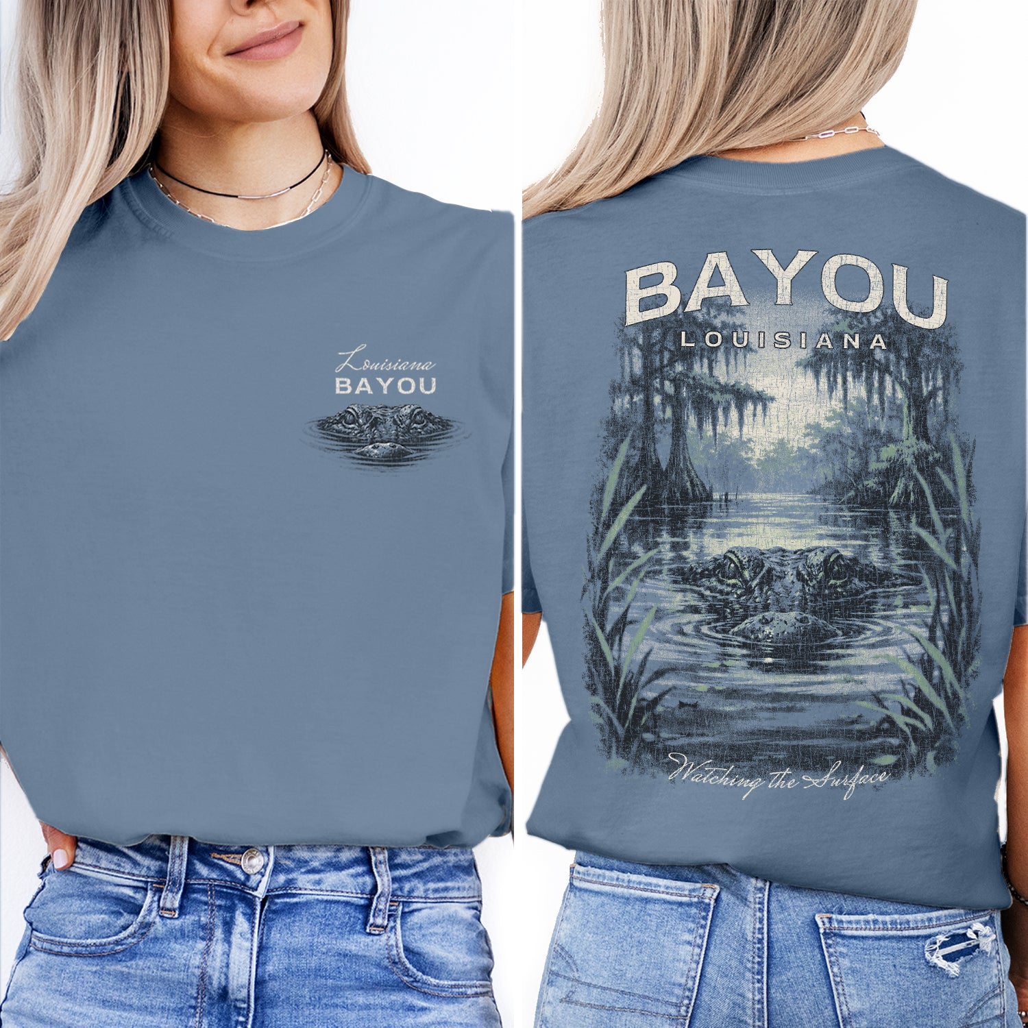 Louisiana Bayou Alligator Shirt, Swamp Nature Graphic Tee, Cajun Travel Souvenir T-Shirt, Bayou Gator Vintage Shirt