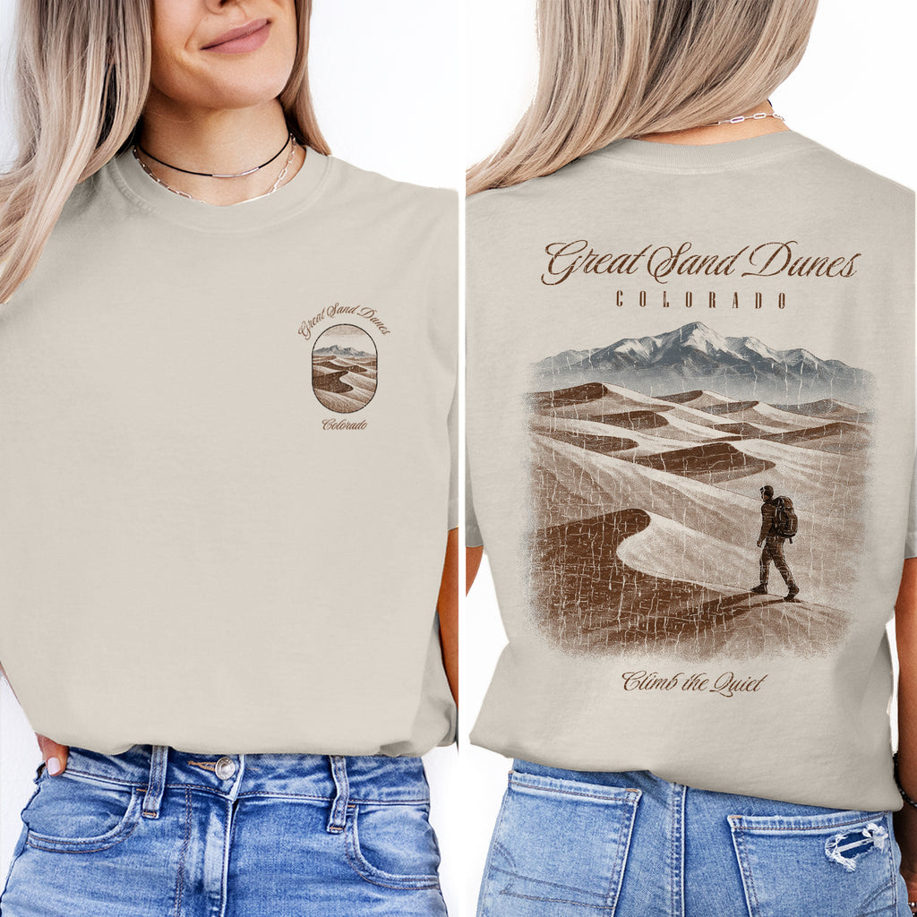 Great Sand Dunes Colorado T-Shirt Vintage National Park Tee | Colorado Travel Souvenir Shirt | Desert Mountain Hiking Graphic