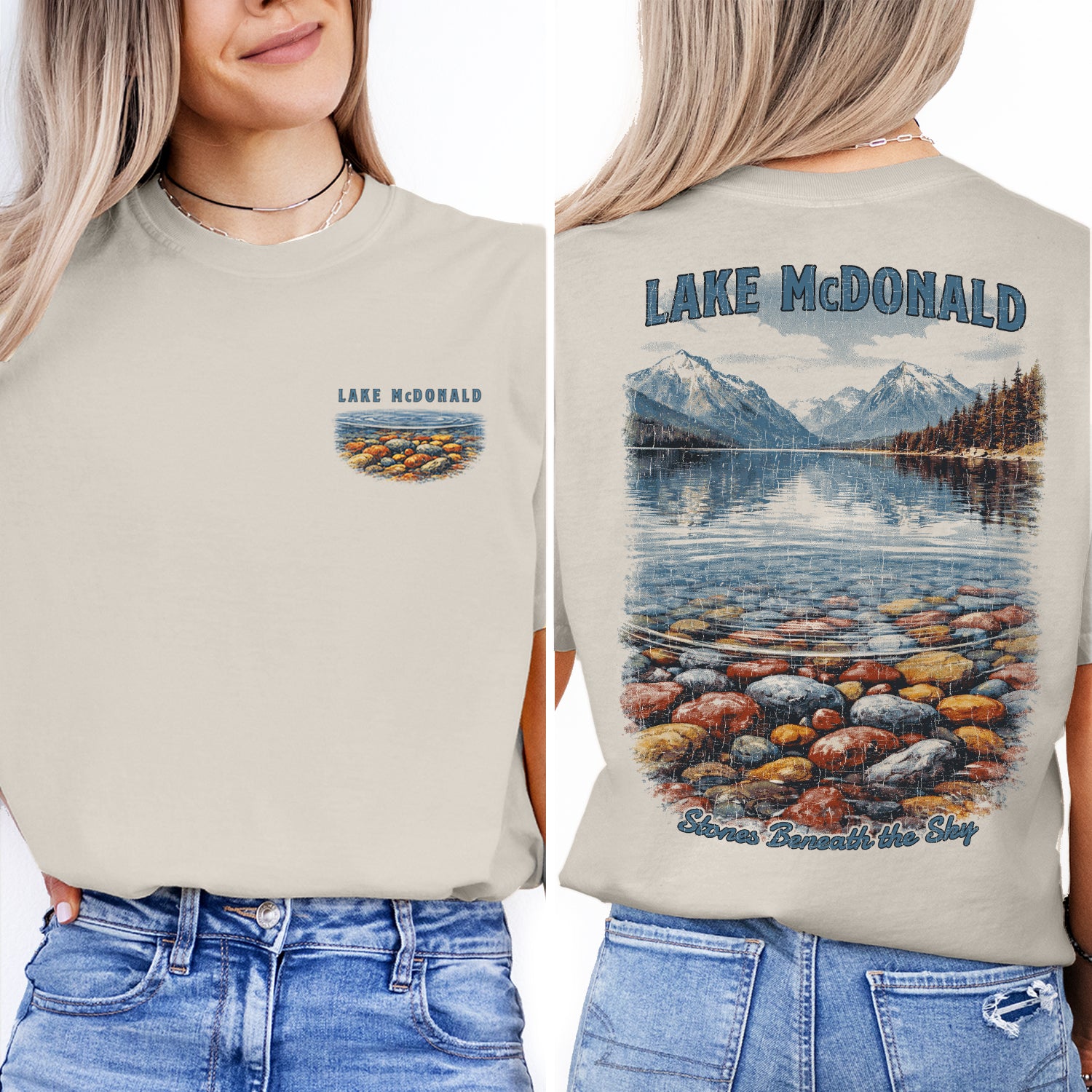 Lake McDonald Glacier National Park T-Shirt, Montana Travel Tee, Scenic Mountain Lake Shirt, Nature Lover Gift, Vintage Park Graphic