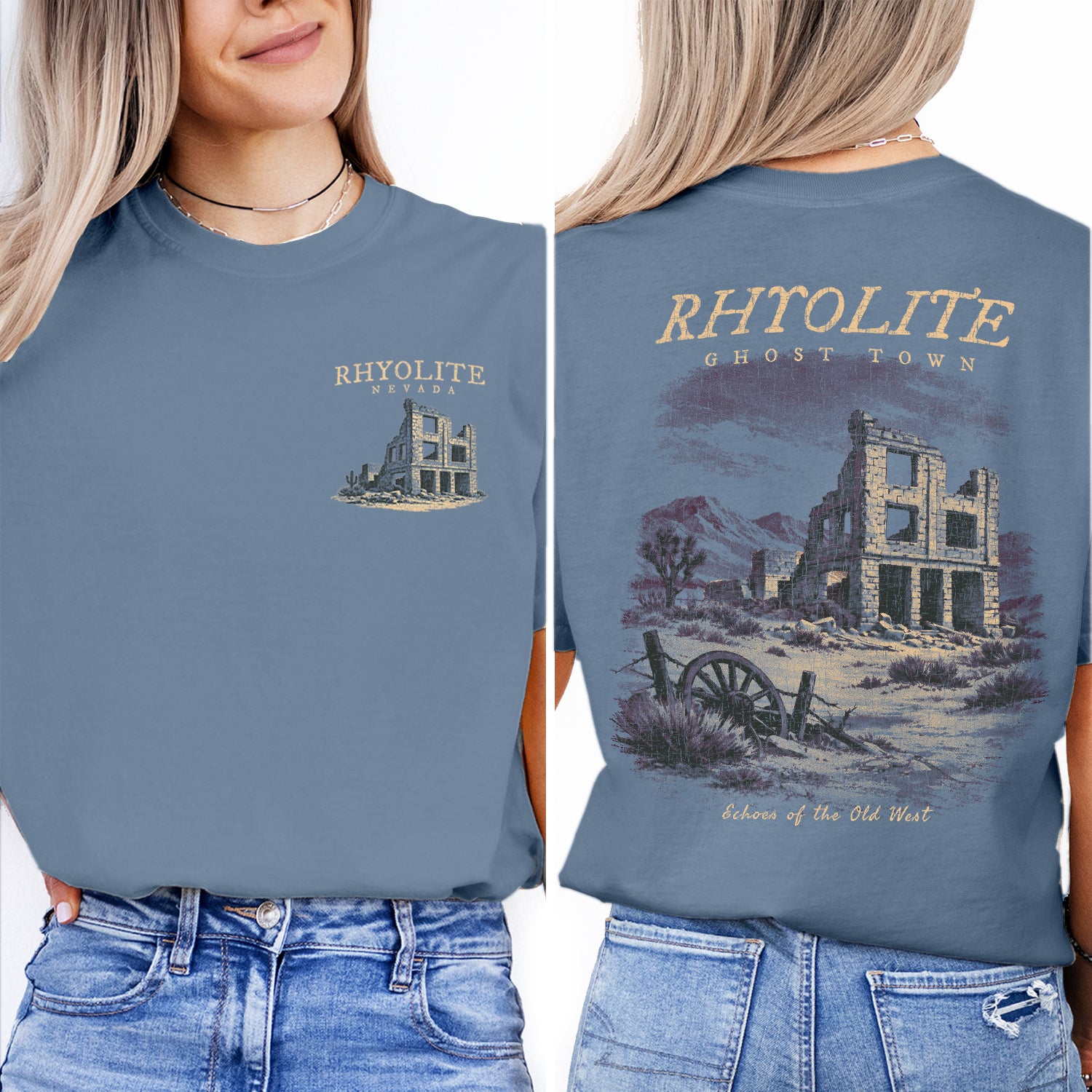 Rhyolite Nevada Ghost Town T-Shirt, Vintage Old West Desert Shirt, Rhyolite Ruins Graphic Tee, Nevada Travel Souvenir Tee