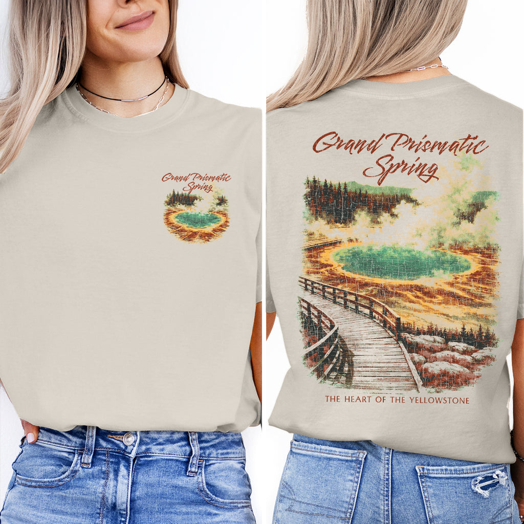 Grand Prismatic Spring Yellowstone T-Shirt, Wyoming Travel Tee, Colorful Hot Spring Graphic Shirt, National Park Souvenir Tee