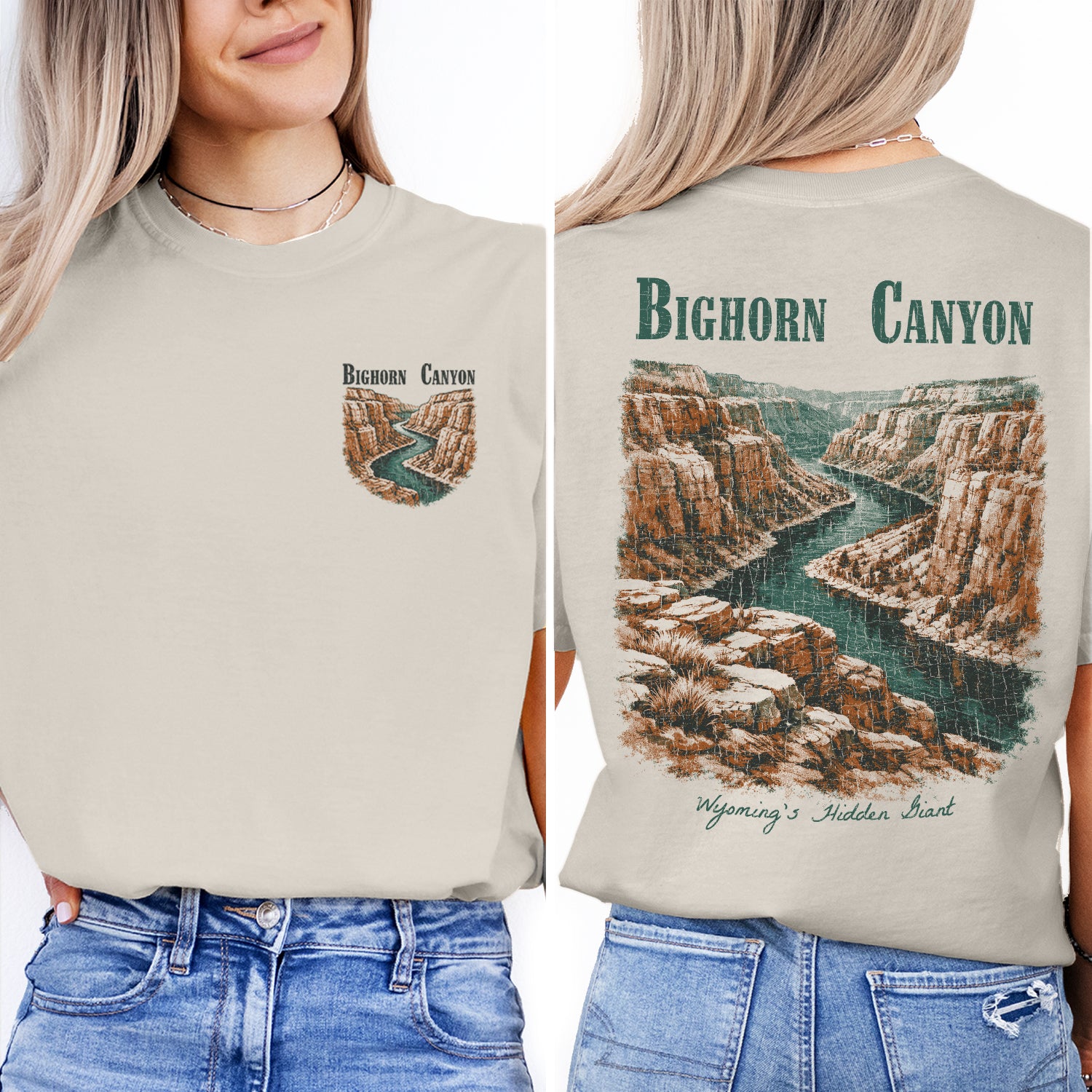 Bighorn Canyon Wyoming Shirt, Vintage Canyon River Tee, Nature Landscape Graphic, Travel Souvenir Hiking Outdoor T-Shirt