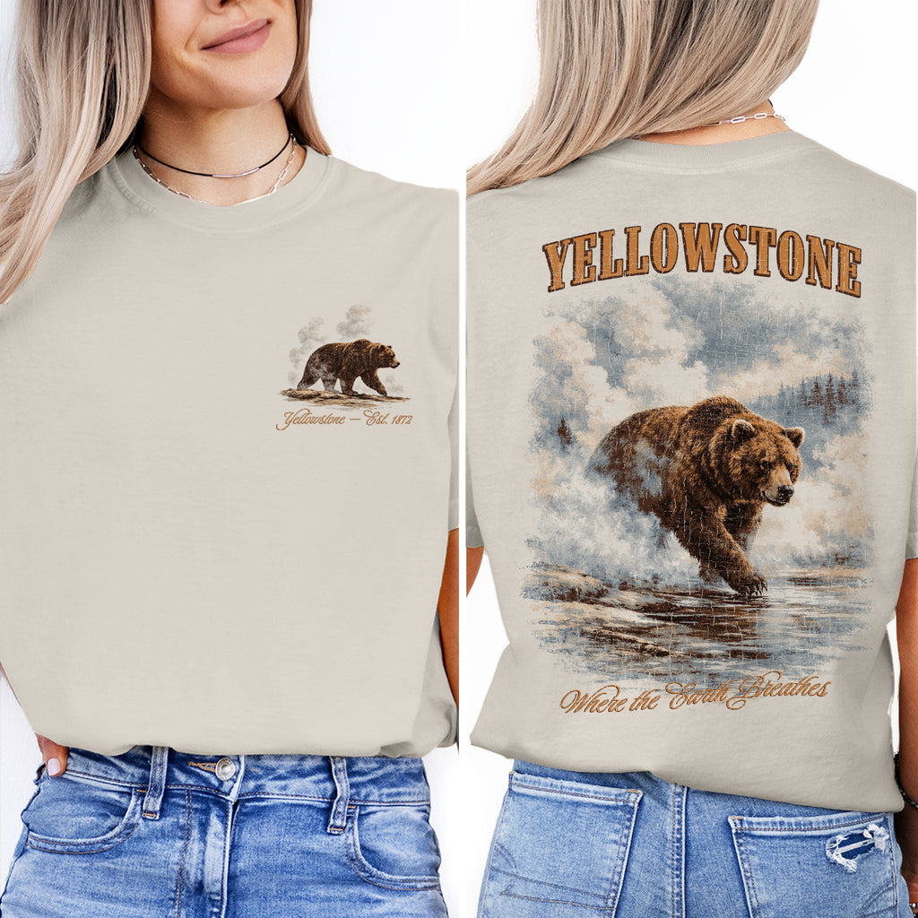 Yellowstone Bear Shirt, Vintage National Park Tee, Grizzly Wildlife Graphic T-Shirt, Where the Earth Breathes