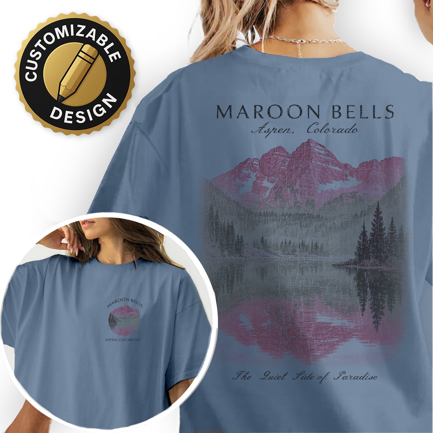 Maroon Bells Aspen Colorado T-Shirt Vintage Mountain Lake Tee | Colorado Travel Souvenir Shirt | Scenic Nature Graphic
