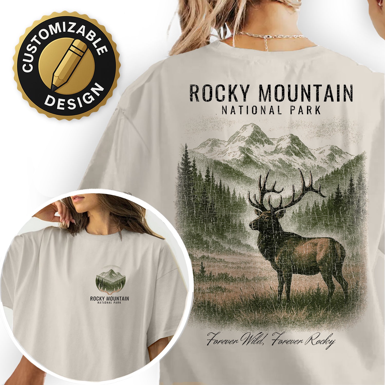 Rocky Mountain National Park T-Shirt Elk Wildlife Tee | Colorado Hiking Souvenir Shirt | Vintage Nature Graphic