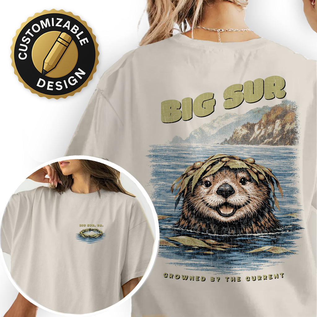 Big Sur California Sea Otter Shirt, Vintage Coastal Graphic Tee, Cute Otter Beach T-Shirt, Nature Lover Gift