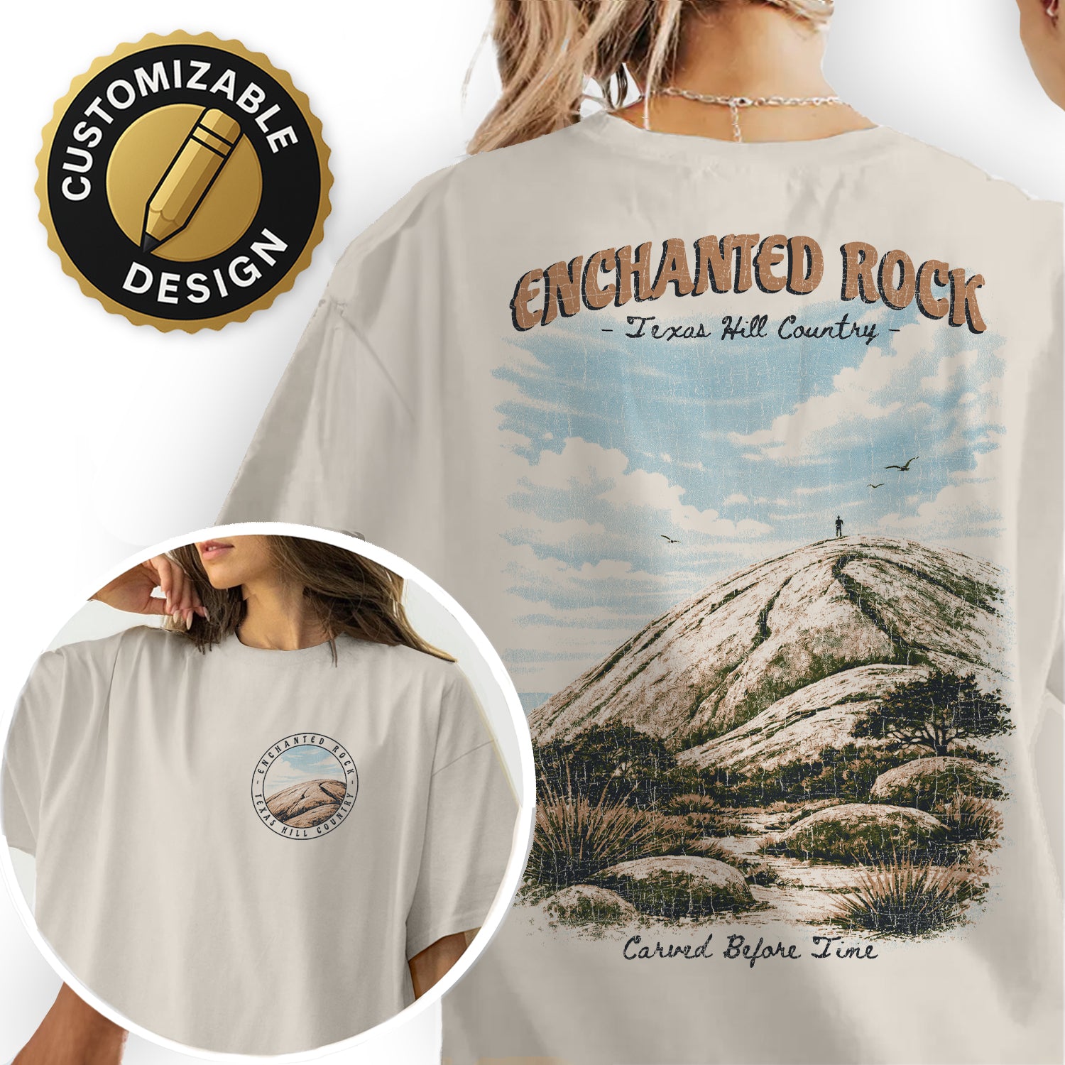 Enchanted Rock Texas Shirt, Texas Hill Country Hiking Tee, Vintage State Park Travel T-Shirt, Outdoor Adventure Nature Lover Gift
