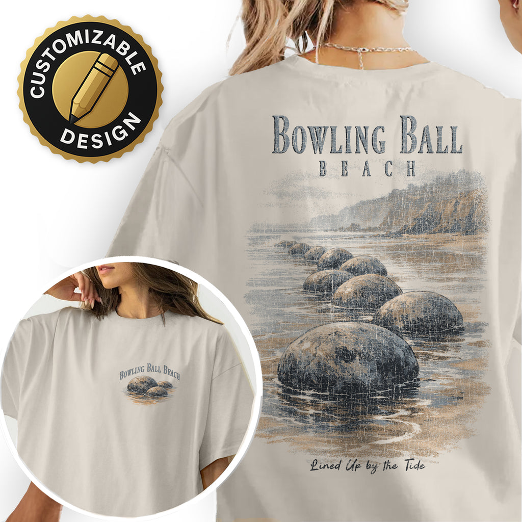 Bowling Ball Beach Shirt, California Coast Tee, Unique Rock Formation T-Shirt, Coastal Travel Graphic Tee, Beach Lover Gift