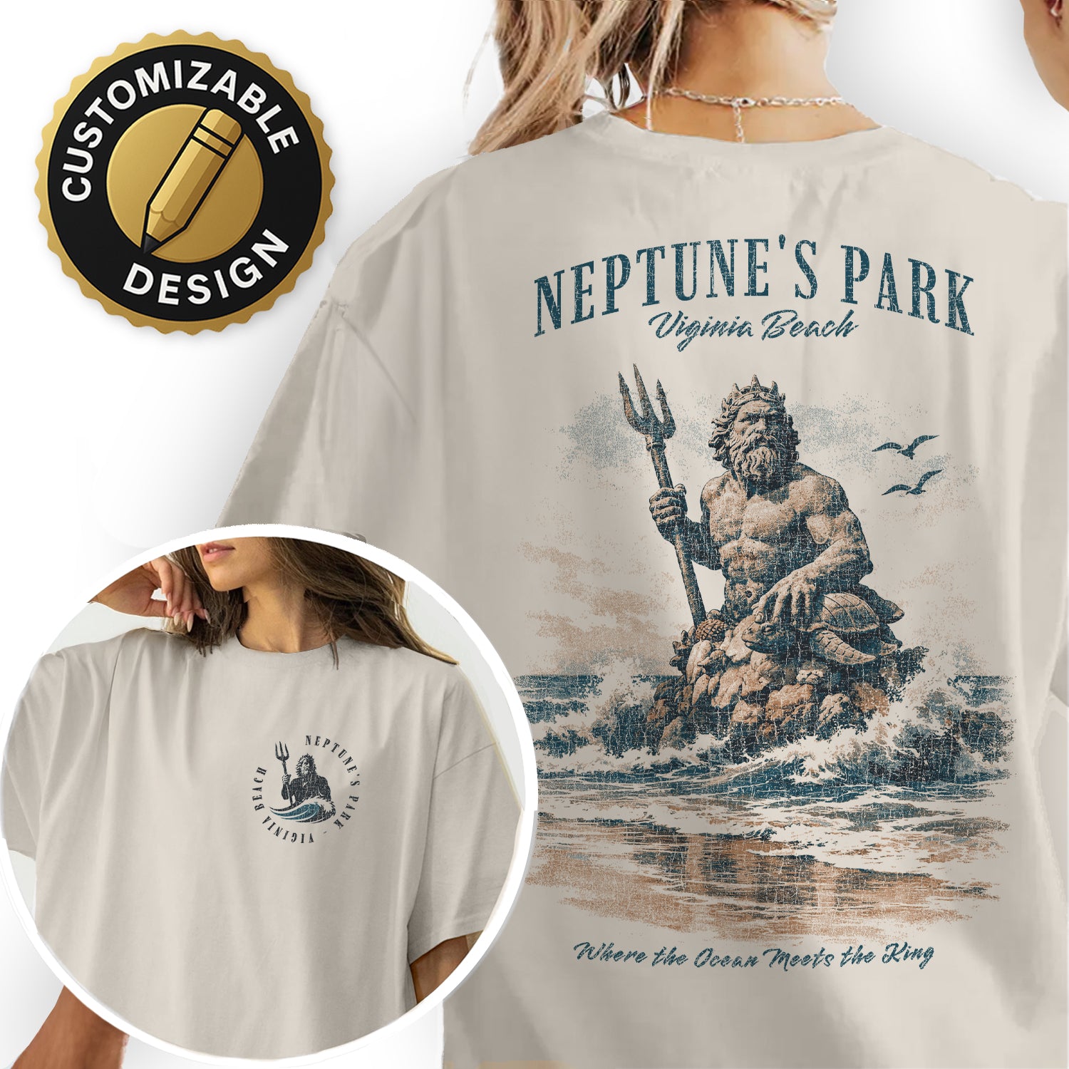 Neptune's Park Virginia Beach Shirt, King Neptune Statue Tee, Coastal Graphic T-Shirt, Nautical Beach Tee, Virginia Beach Gift