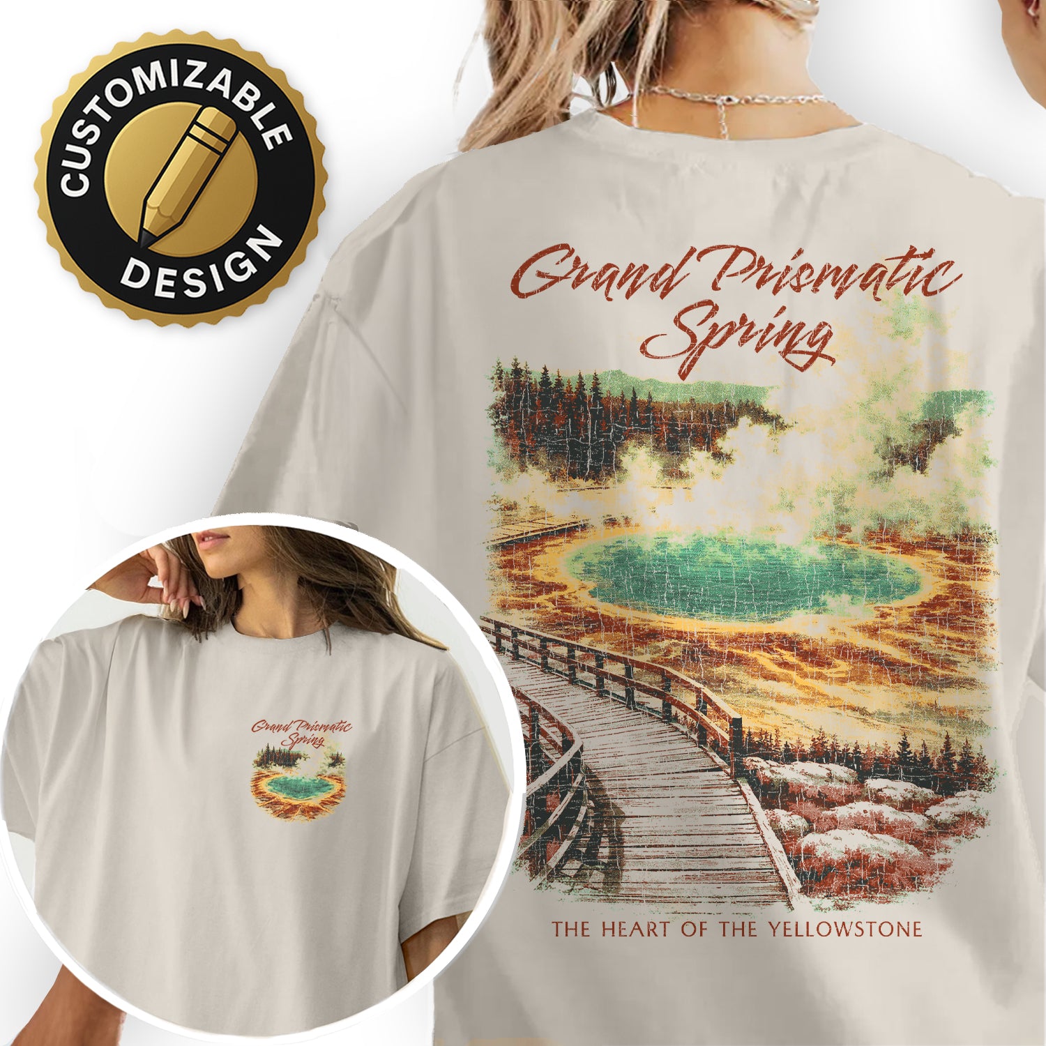 Grand Prismatic Spring Yellowstone T-Shirt, Wyoming Travel Tee, Colorful Hot Spring Graphic Shirt, National Park Souvenir Tee
