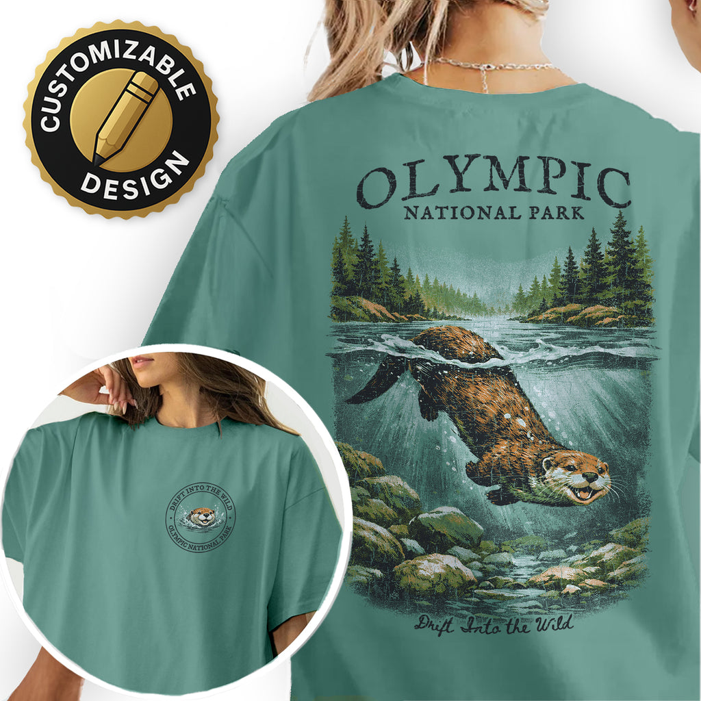 Olympic National Park Otter Shirt, Washington Nature Tee, Vintage Wildlife Graphic T-Shirt, Drift Into the Wild