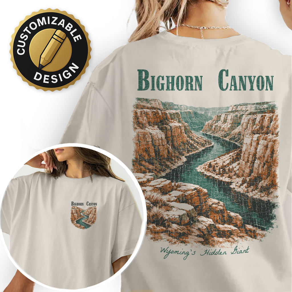 Bighorn Canyon Wyoming Shirt, Vintage Canyon River Tee, Nature Landscape Graphic, Travel Souvenir Hiking Outdoor T-Shirt