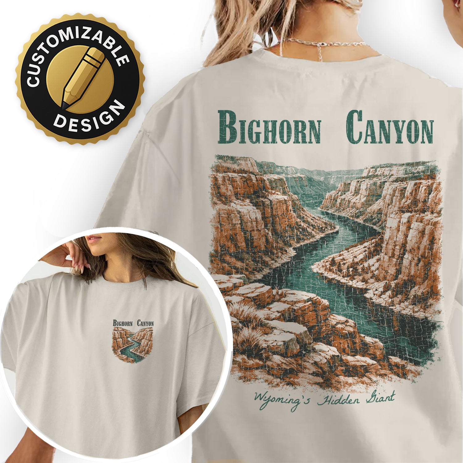 Bighorn Canyon Wyoming Shirt, Vintage Canyon River Tee, Nature Landscape Graphic, Travel Souvenir Hiking Outdoor T-Shirt