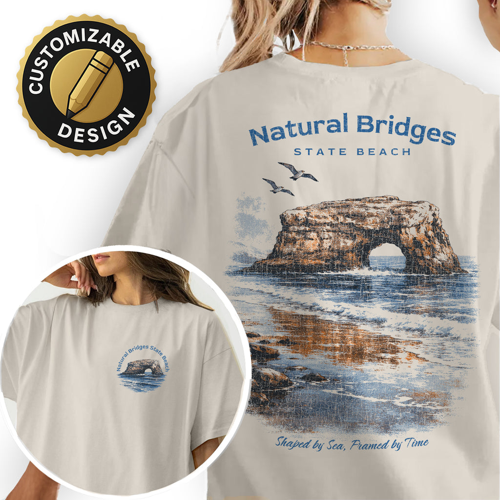 Natural Bridges State Beach Shirt, California Coastal Tee, Ocean Arch Rock T-Shirt, Vintage Beach Graphic Tee, Santa Cruz Gift
