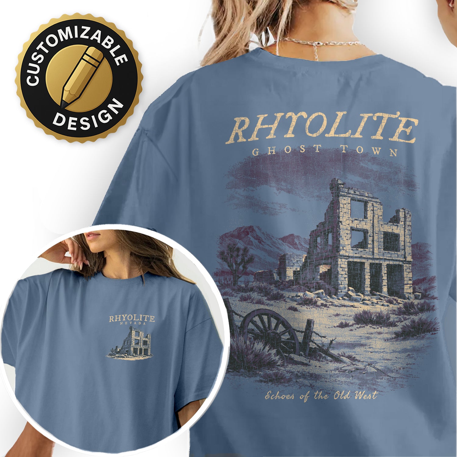 Rhyolite Nevada Ghost Town T-Shirt, Vintage Old West Desert Shirt, Rhyolite Ruins Graphic Tee, Nevada Travel Souvenir Tee